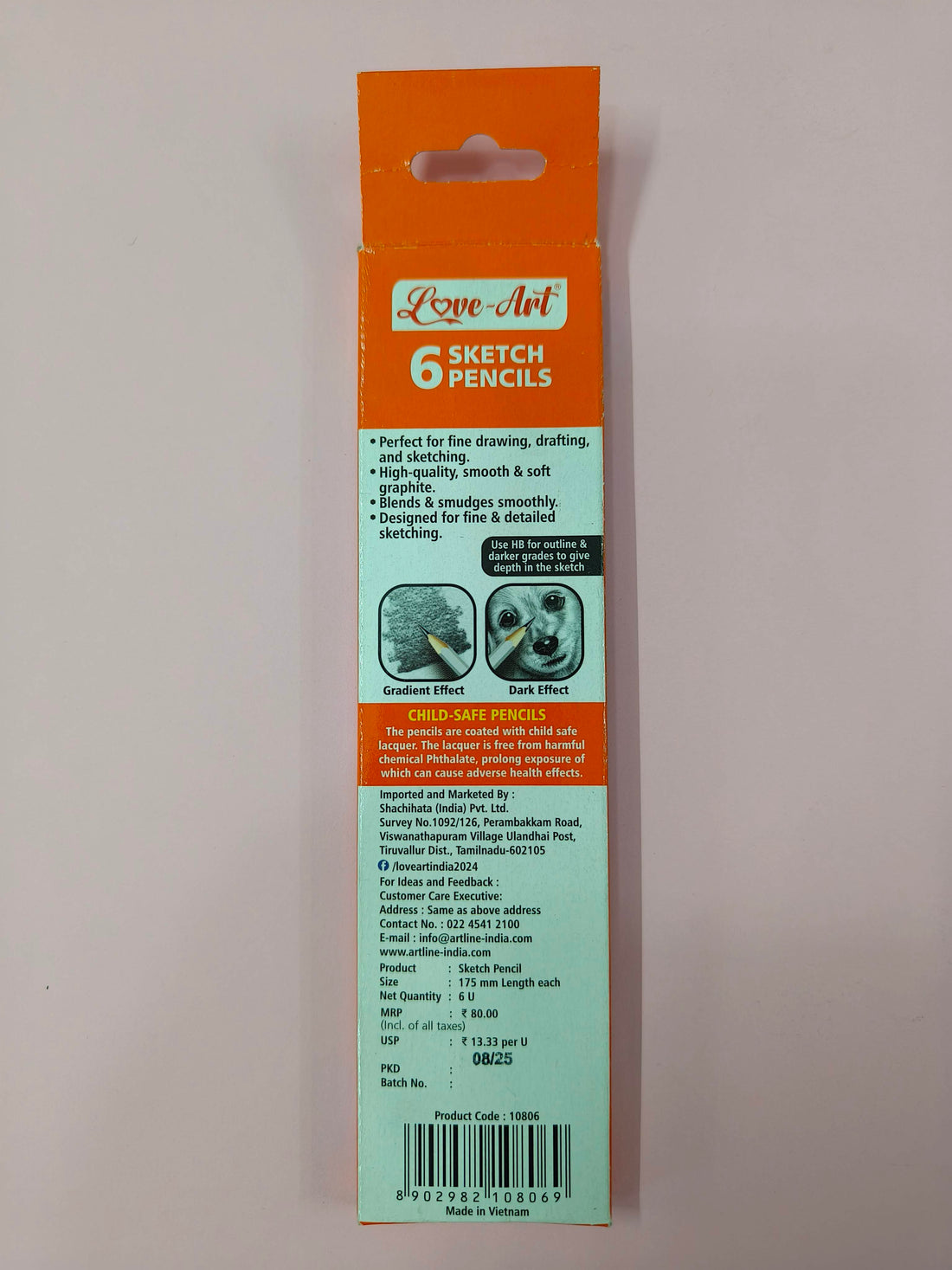 Artline Love Art Ultra Dark Sketch Pencil Set | Lightweight With Comfortable Grip | Pencil Set For Drawing, Shading | Safe Pencils For Children | Set Of 6 Sketch Pencil | Ink black