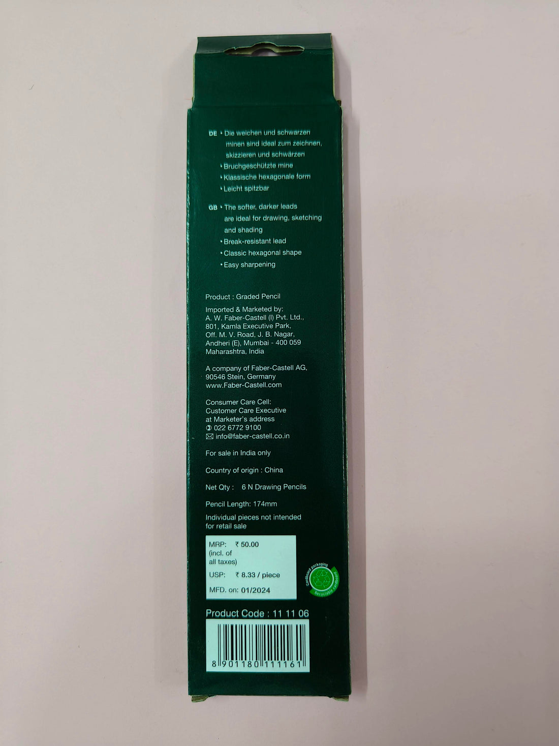 Faber-Castell Graphite 2B, 3B, 4B, 5B, 6B, 8B Pencil