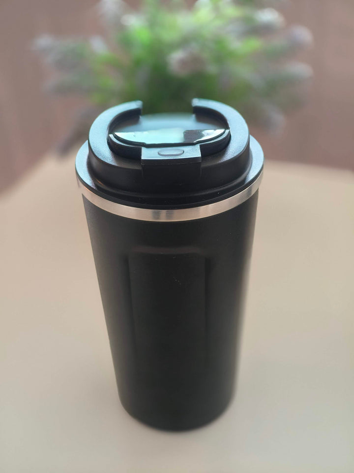 Digital Temperature Display Coffee Travel Mug 500ml | Stainless Steel Vacuum Insulated Thermos Flask | Leak-Proof Portable Coffee Cup for Travel & Office (Black)