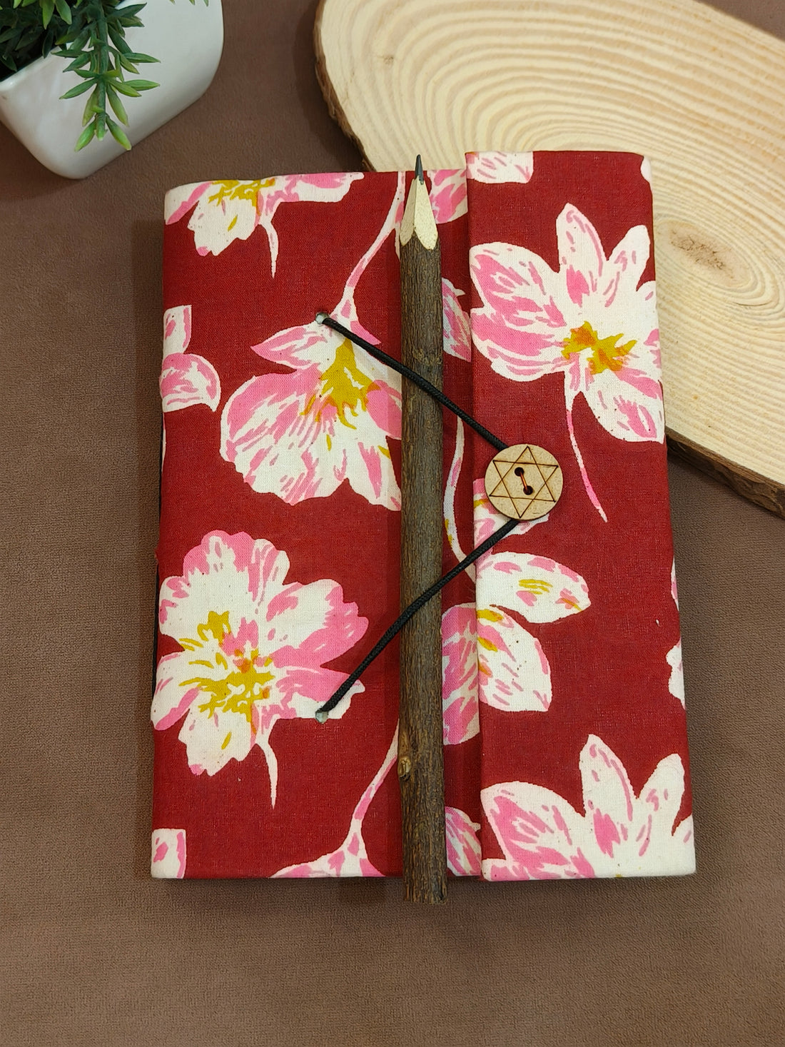 Handcrafted Jaipur Fabric Diary with Neem Pencil | Traditional Block Print Deisgn Diary Journal and Neem Pencil | Personal Diary and Notebook | 5 * 7 inch