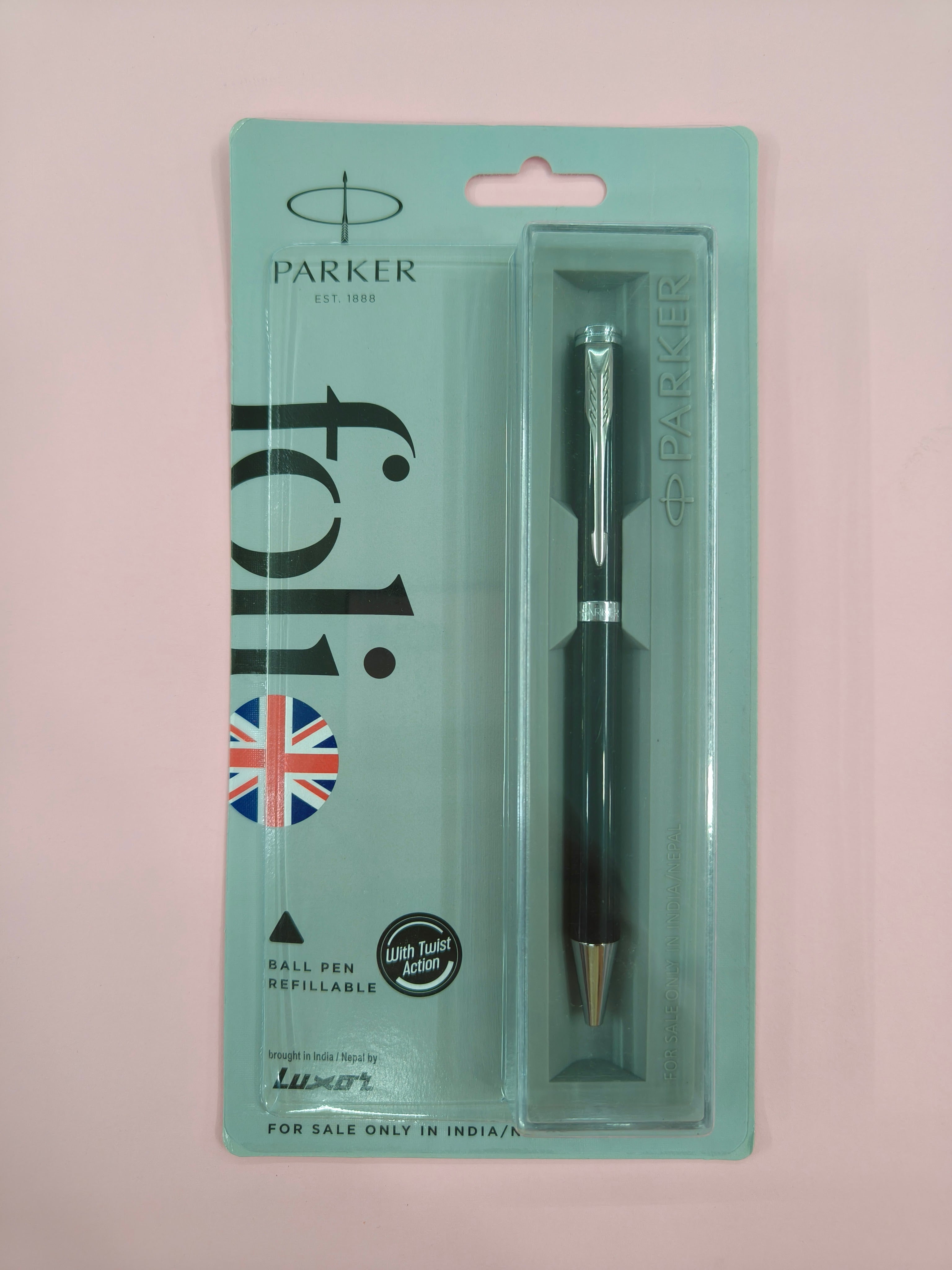Parker Folio Standard Chrome Trim Ball Pen (Ink - Blue)