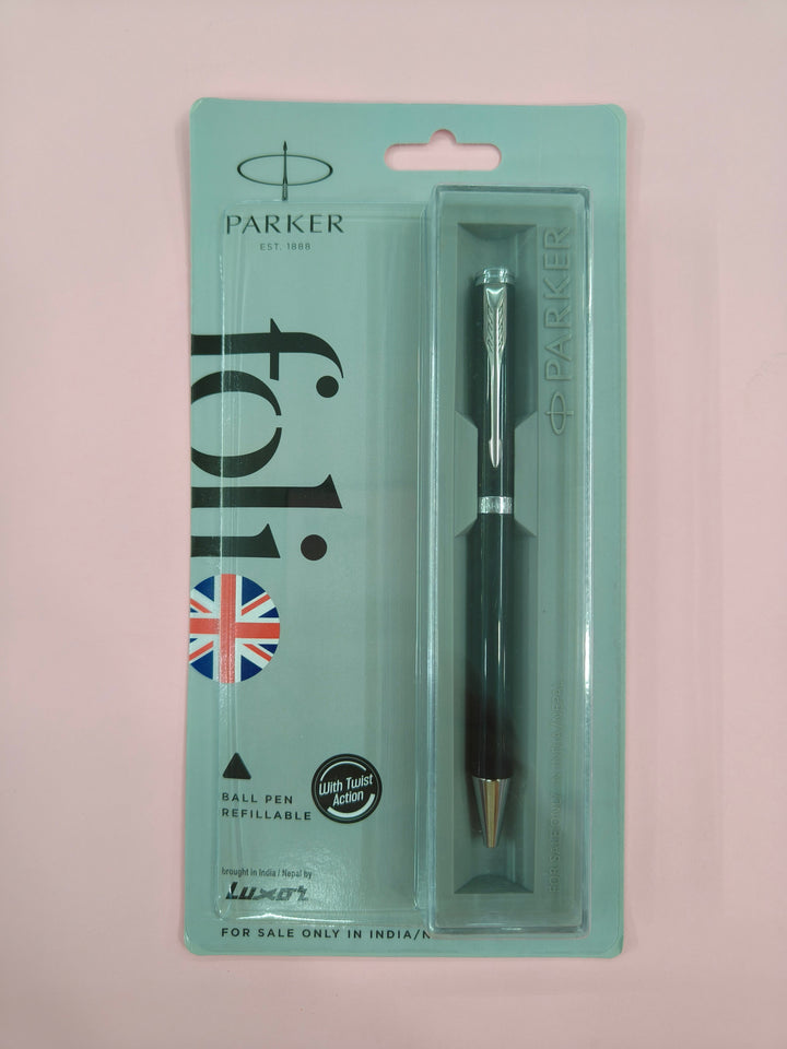 Parker Folio Standard Chrome Trim Ball Pen (Ink - Blue)