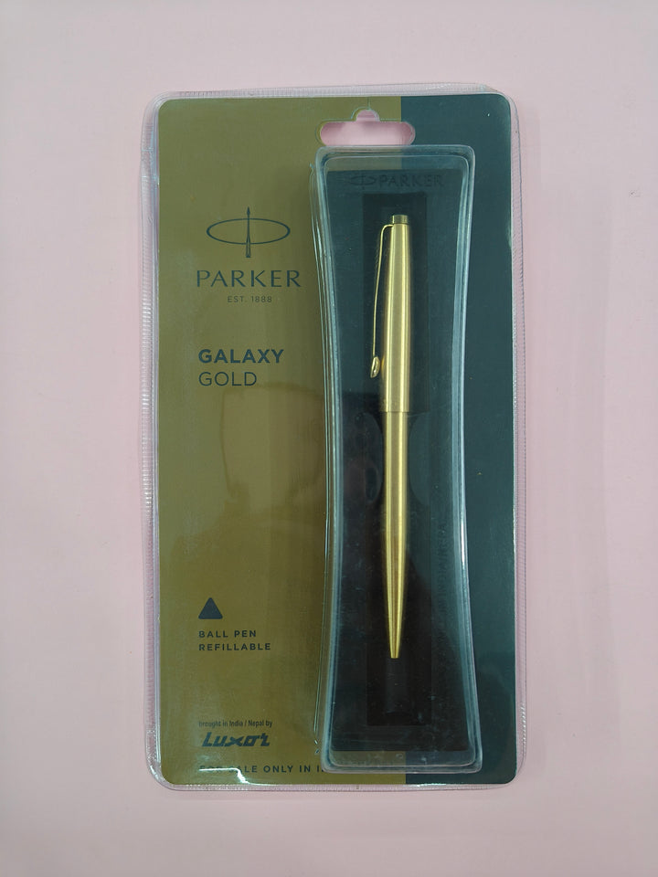 Parker Galaxy Gold Ball Pen | Ink Color : Blue | Corporate Gift | Ideal For Professional Use