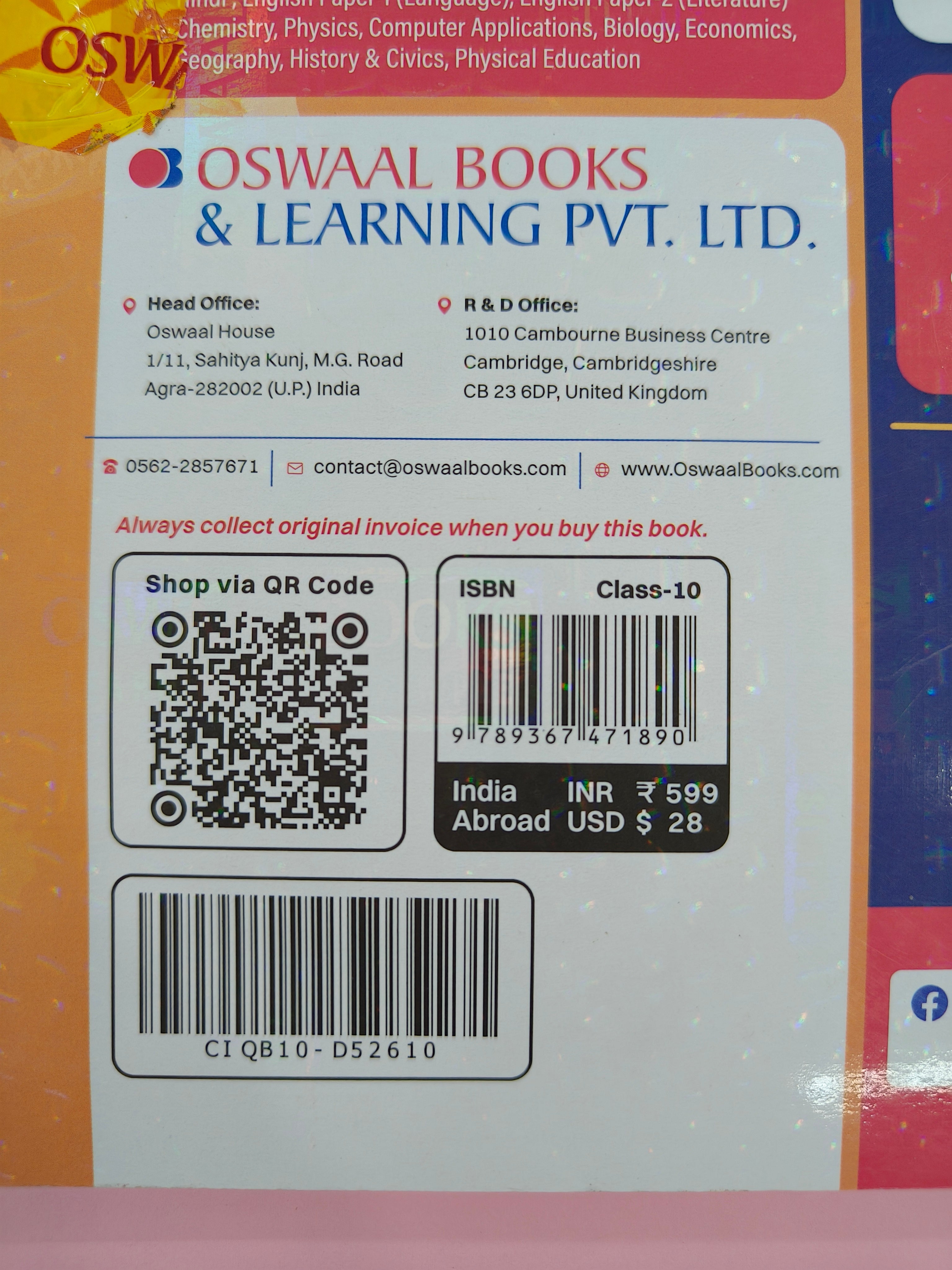 Oswaal ICSE Question Bank Chapterwise & Topicwise Solved Papers Class 10 Chemistry For 2026 Exam