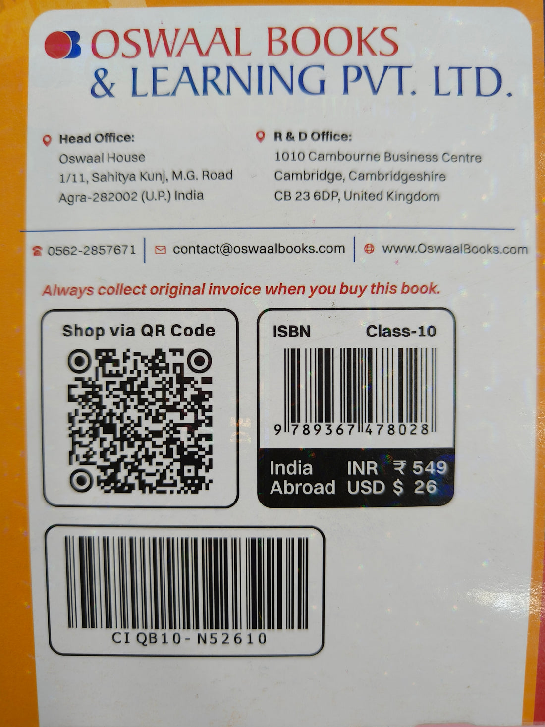 Oswaal ICSE Question Bank Chapterwise & Topicwise Solved Papers Class 10 History & Civics For 2026 Exam