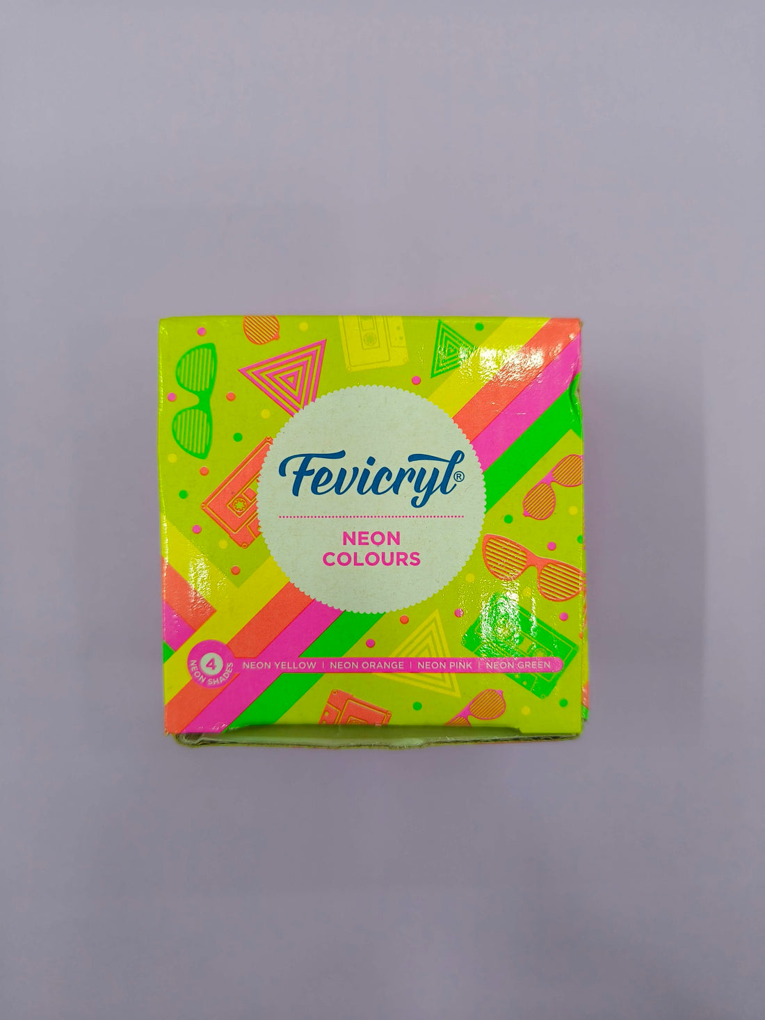 Fevicryl Neon Acrylic Colour Kit, 4 Shades x 15ml each | Vibrant And Colourful | DIY And Multi Surface Paints | Ideal For Beginners And Artists