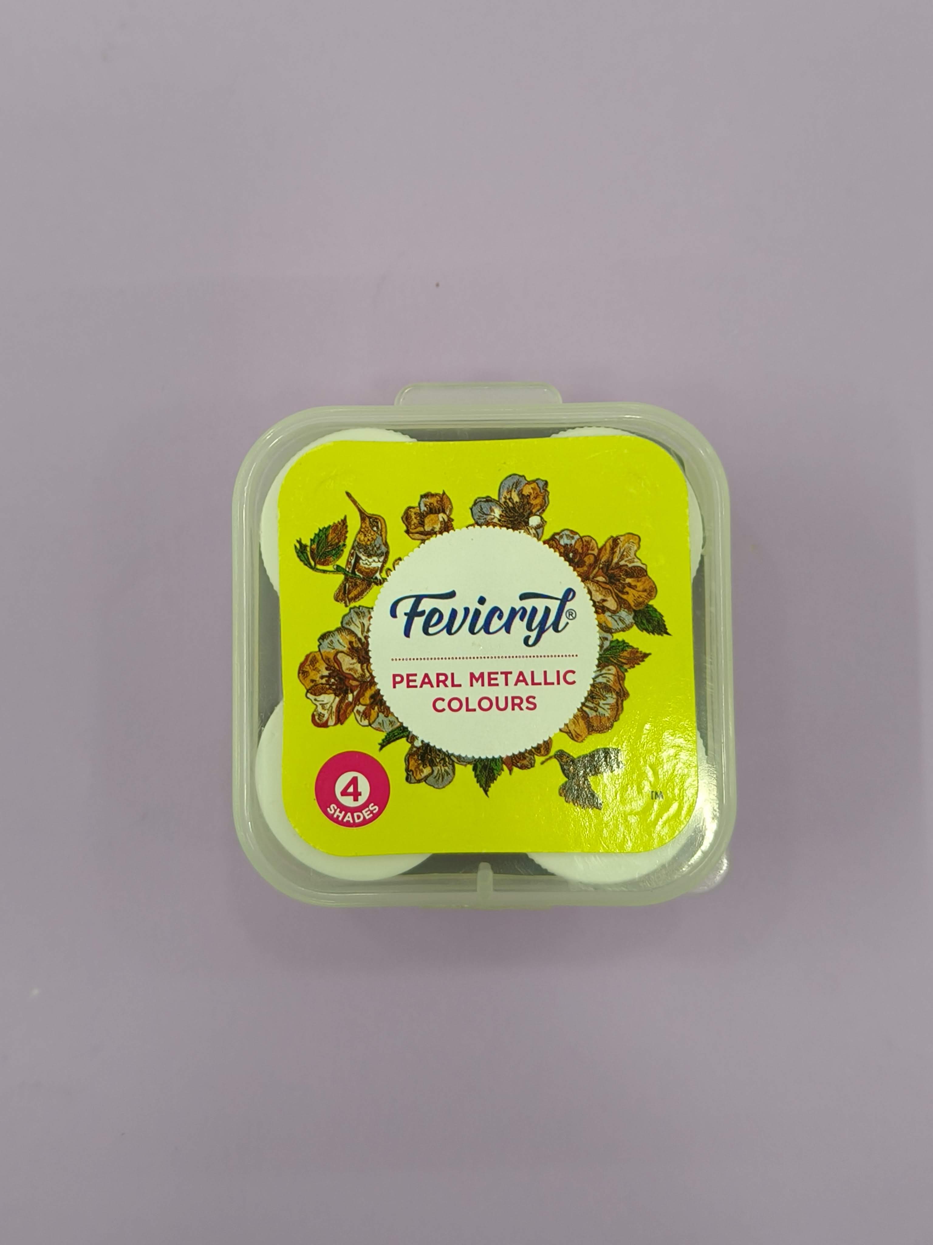 Fevicryl Acrylic Pearl Metallic Colour Kit | 10 ml x 4 = 40ml | 4 Shades