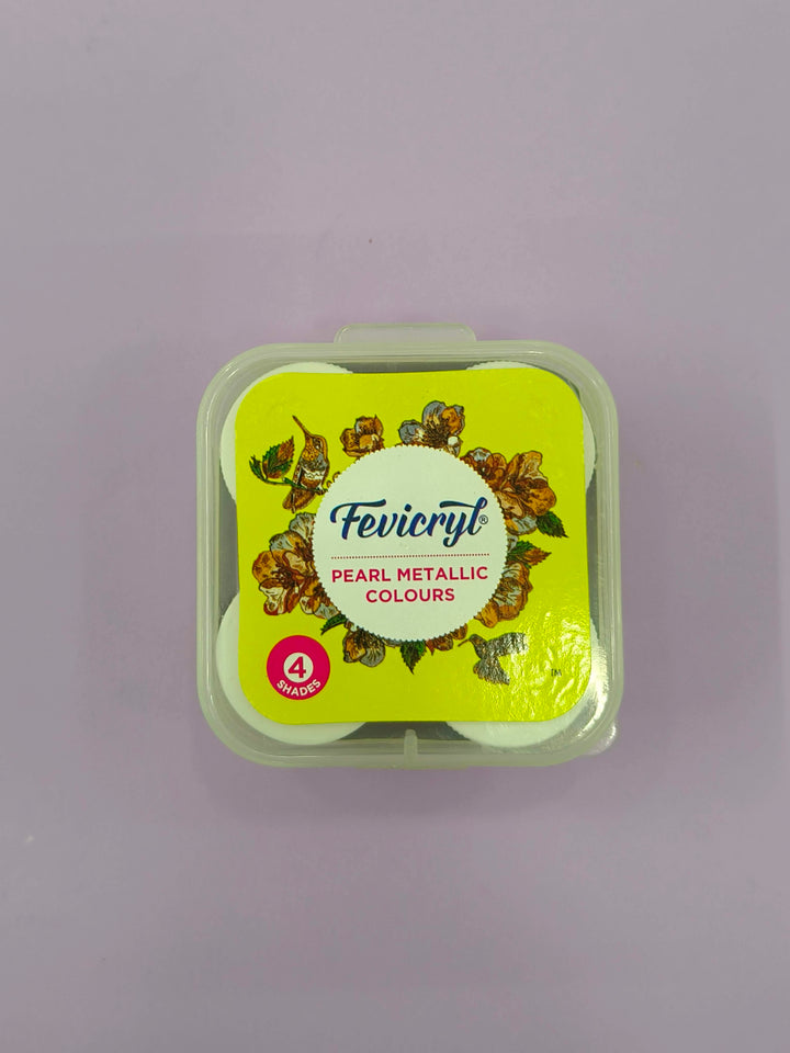 Fevicryl Acrylic Pearl Metallic Colour Kit | 10 ml x 4 = 40ml | 4 Shades