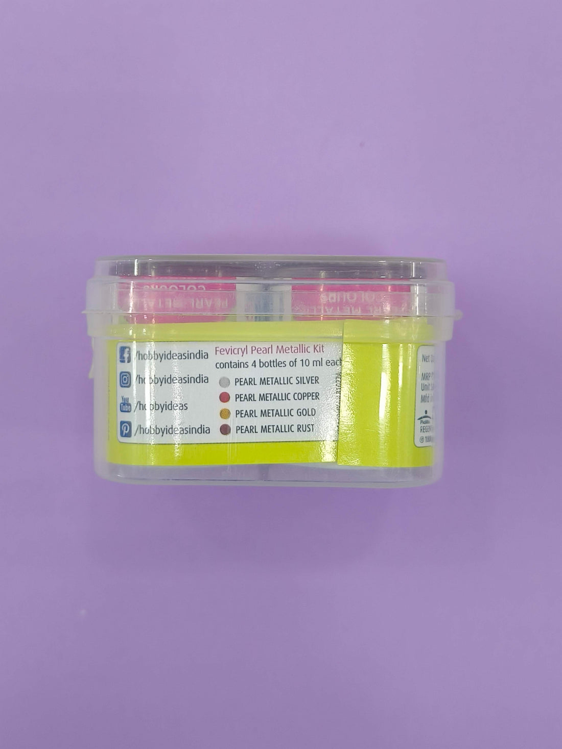 Fevicryl Acrylic Pearl Metallic Colour Kit | 10 ml x 4 = 40ml | 4 Shades