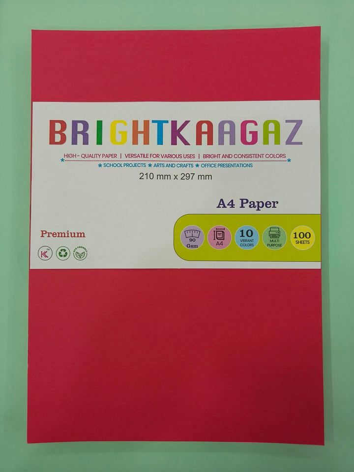 A4 Bright Color Paper - Multi Colour | 90 GSM - Premium Bright Colour Paper | Pack of 100 Sheets | Ideal for Art, Craft, Printing, etc | 100 Tinted Sheets