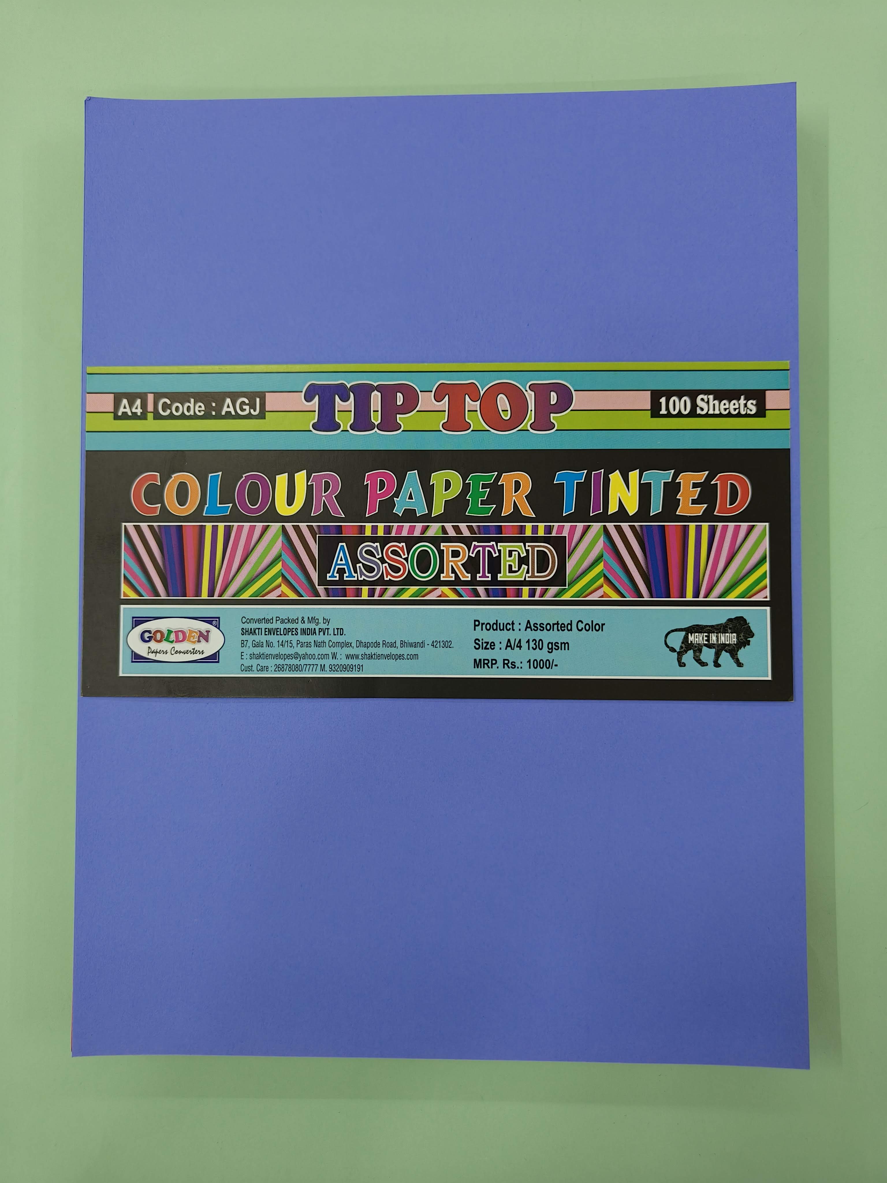 A4 Bright Color Paper - Multi Colour | 130 GSM - Premium Bright Colour Paper | Pack of 100 Sheets | Ideal for Art, Craft, Printing, etc | 100 Tinted Sheets