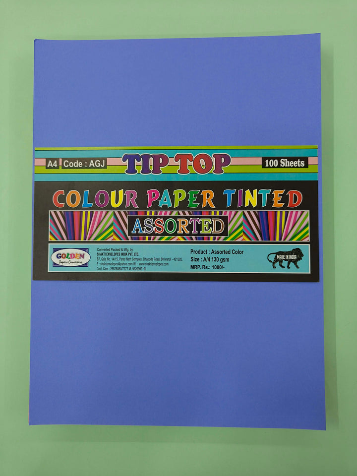 A4 Bright Color Paper - Multi Colour | 130 GSM - Premium Bright Colour Paper | Pack of 100 Sheets | Ideal for Art, Craft, Printing, etc | 100 Tinted Sheets