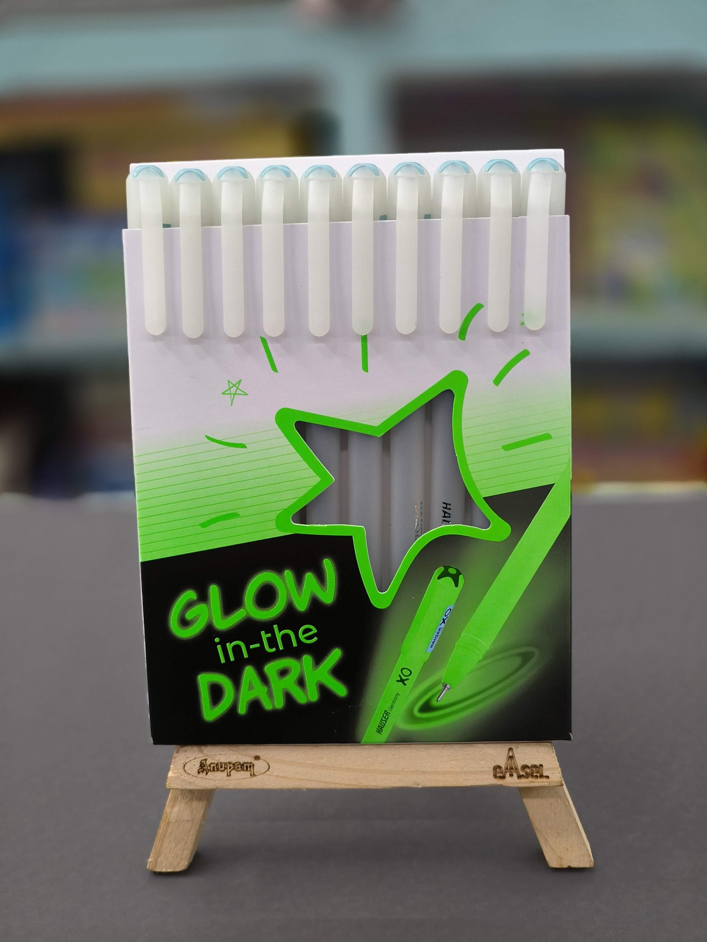 Hauser XO GLOW (Glows In The Dark) Waterproof Ball Pen 0.7 mm Tip - Pack of 10 | Lightweight, Smooth Writing, Comfortable Grip | Quick-Dry, Non-Fading, Low Viscosity Ink- For Daily Writing Use