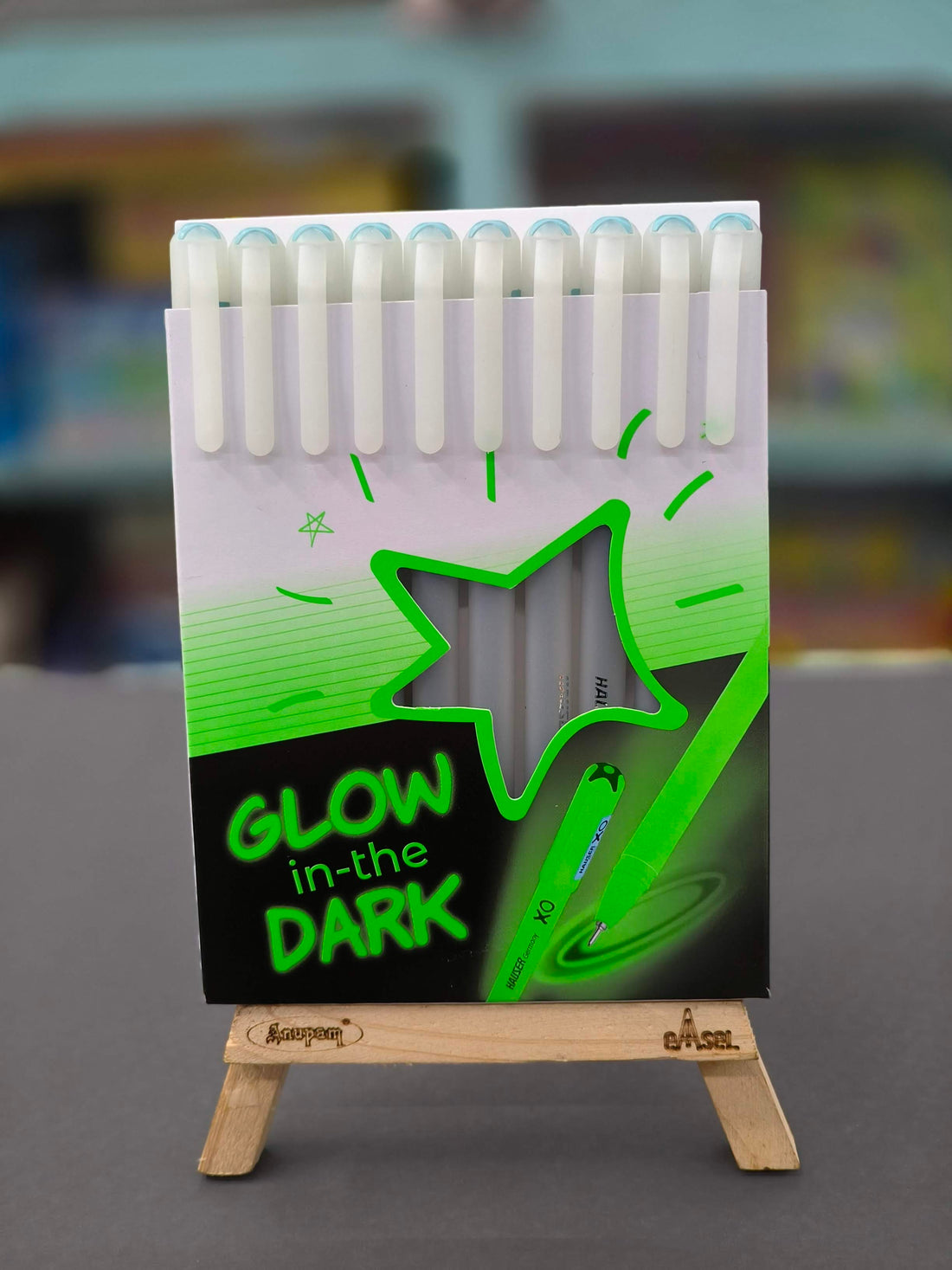 Hauser XO GLOW (Glows In The Dark) Waterproof Ball Pen 0.7 mm Tip - Pack of 10 | Lightweight, Smooth Writing, Comfortable Grip | Quick-Dry, Non-Fading, Low Viscosity Ink- For Daily Writing Use