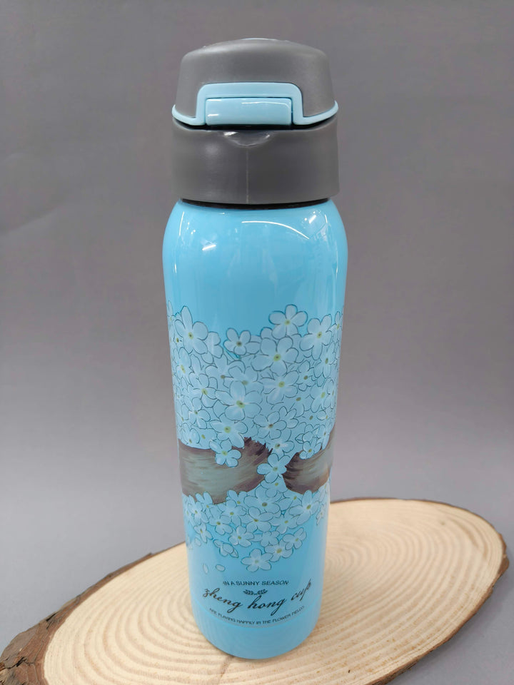 Stainless Steel Vacuum Insulated Water Bottle 500 ml | Leak-Proof Straw Flask with Flip Lock Lid | BPA-Free, Double Wall Hot & Cold Vacuum Insulated Flask for School, Office & Travel