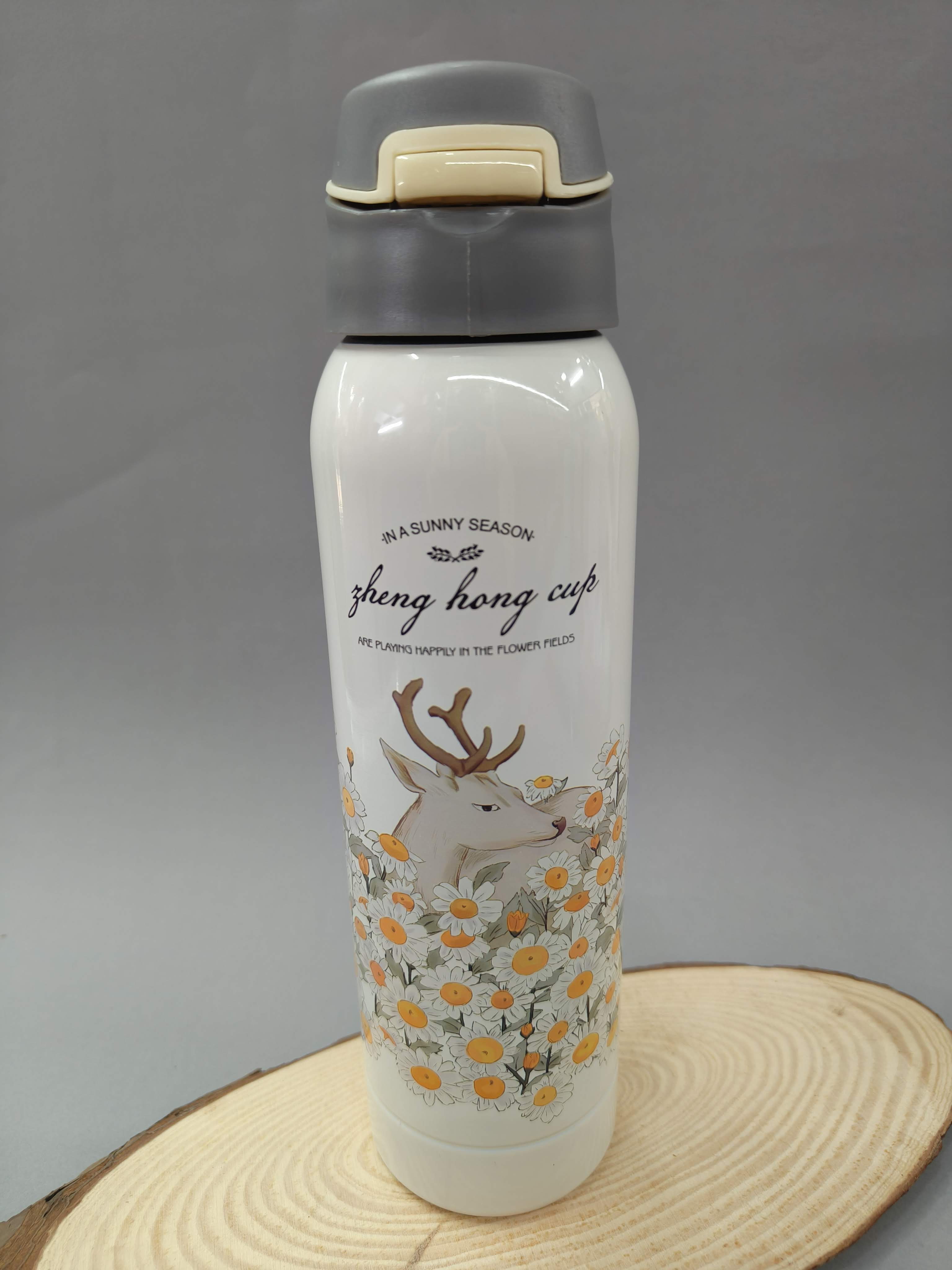 Stainless Steel Vacuum Insulated Water Bottle 500 ml | Leak-Proof Straw Flask with Flip Lock Lid | BPA-Free, Double Wall Hot & Cold Vacuum Insulated Flask for School, Office & Travel