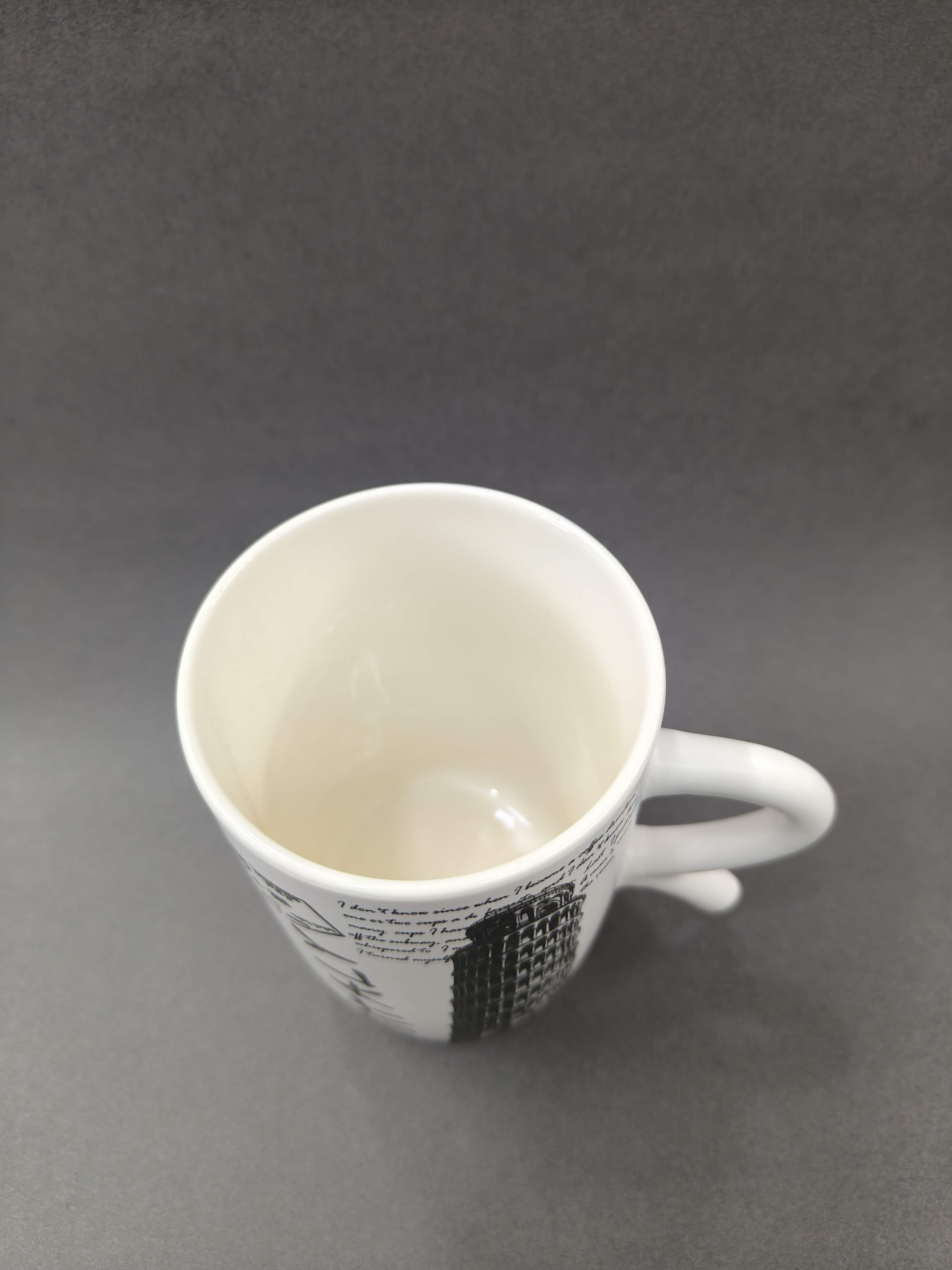 White Tea Coffee Ceramic Mug with Leaning Tower of Pisa | 400 ml Mug | Microwave Safe White Milk Mug for Black Tea, Coffee, Family, Children Friends Gift