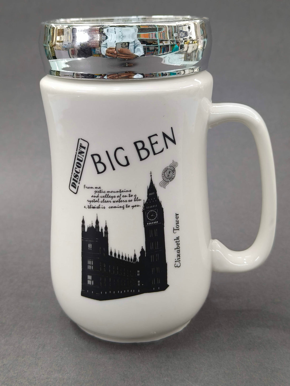 Ceramic Coffee Mug with Mirror Effect Lid | 400 ml White Tea & Coffee Mug | Premium Gift for Birthday, Anniversary, Office, Home Use