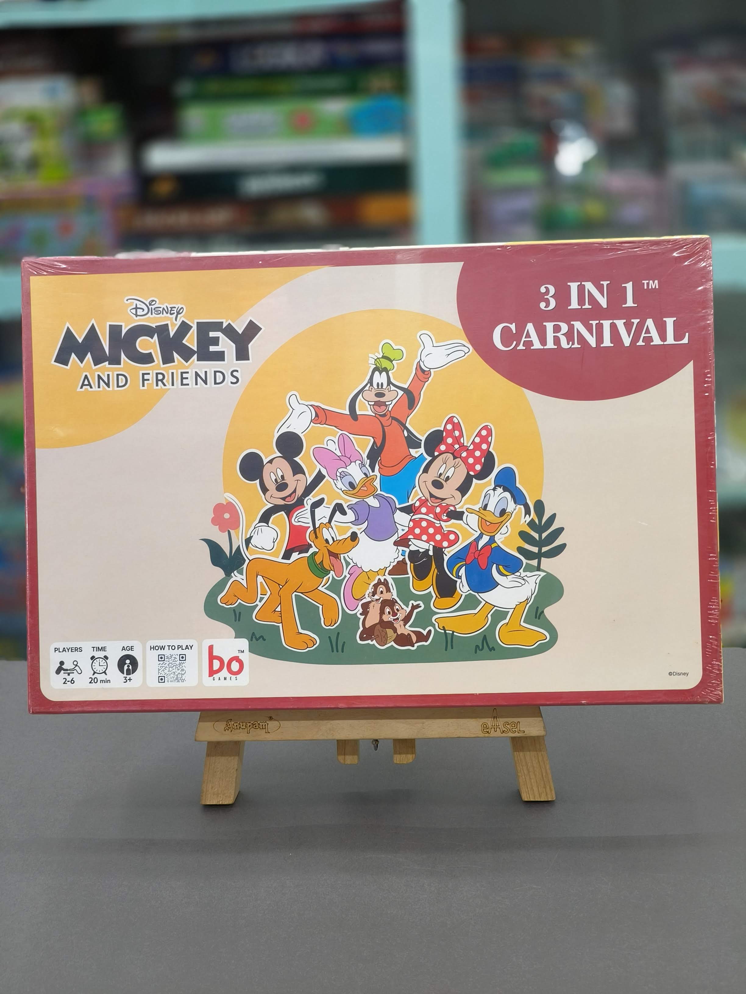 Borad 3 in Carnival Board & Card Game Mickey and Friends | 3 Games in One Box for Kids | Ages 3 and Up | for 2 to 6 Players | Fun Family Gifts