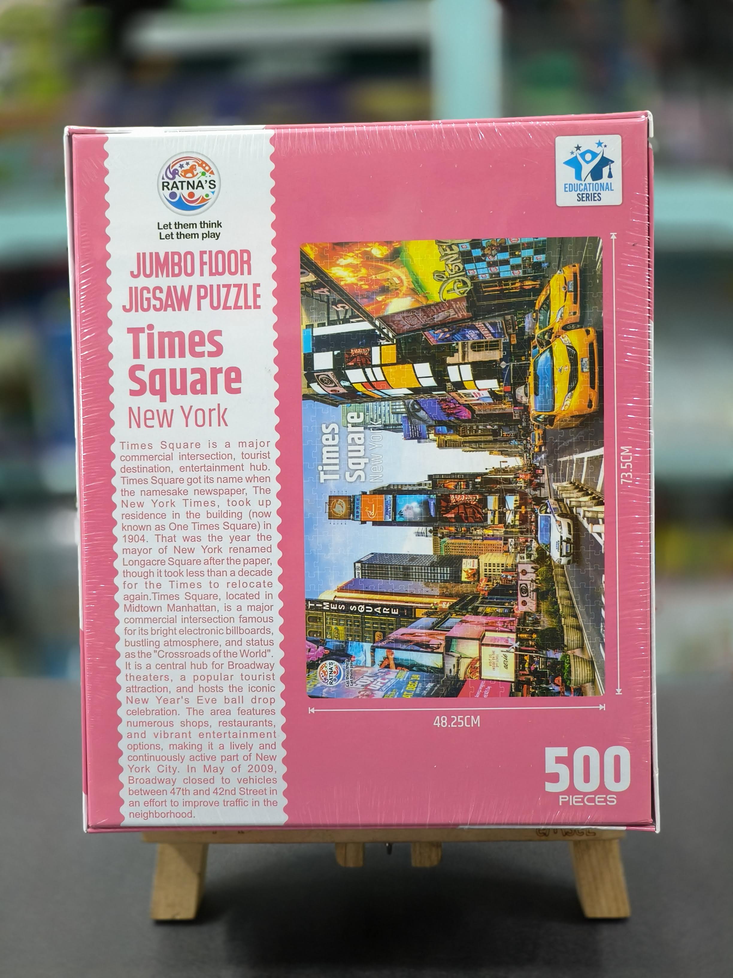 Ratna's Times Square New York Jumbo Floor Puzzle 500 Pieces, 73.5 cm X 48.25 cm, Play and Learn Educational Jigsaw Puzzle for Kids & Adults 7+ Years