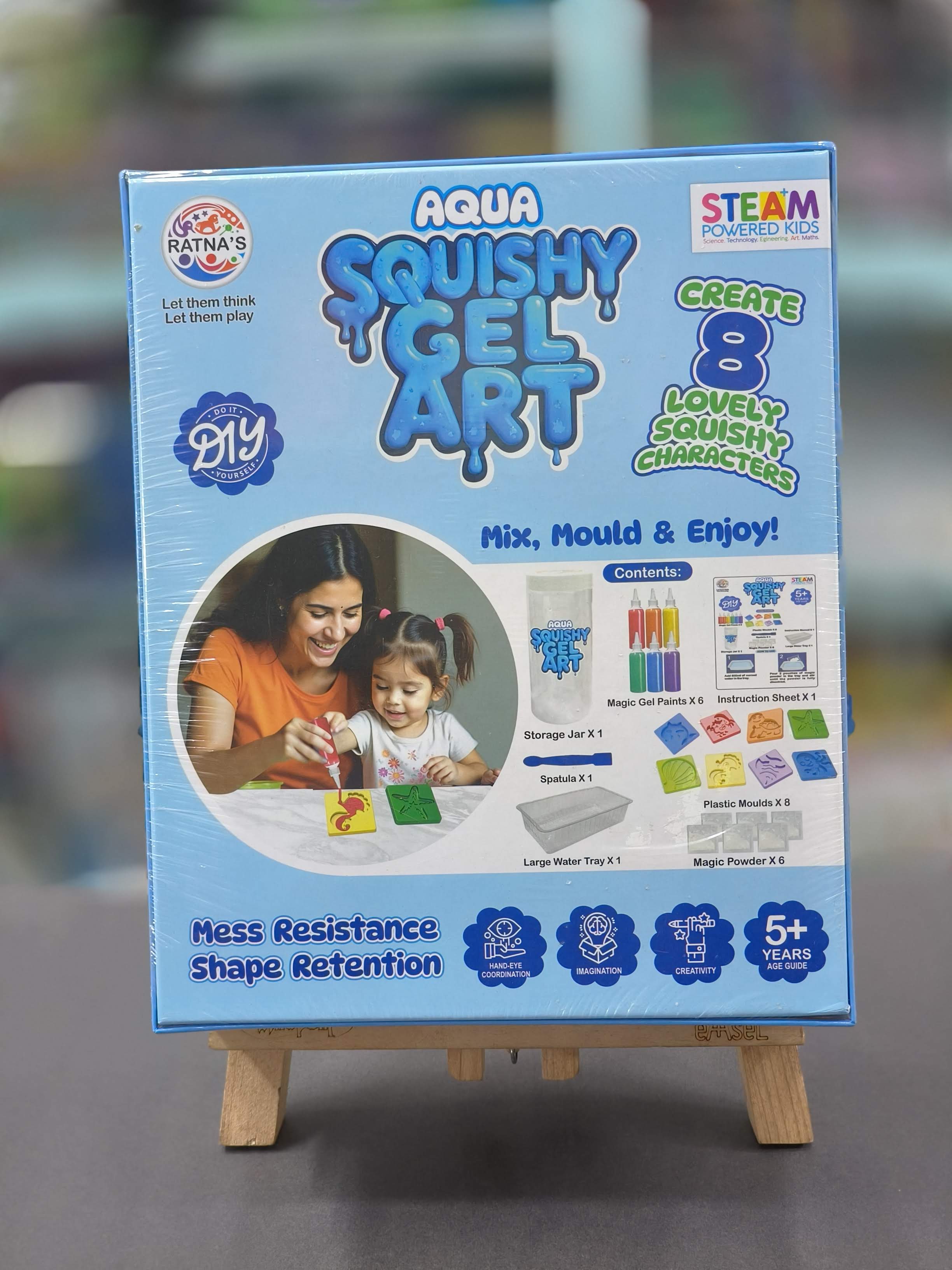 Ratna's Squishy Gel Art DIY Kit, 3D Colorful Soft and Squishy Sea Creatures, STEAM Learning Activity Set, Magic Water Gel Toys for Girls and Boys Ages 5+ Years