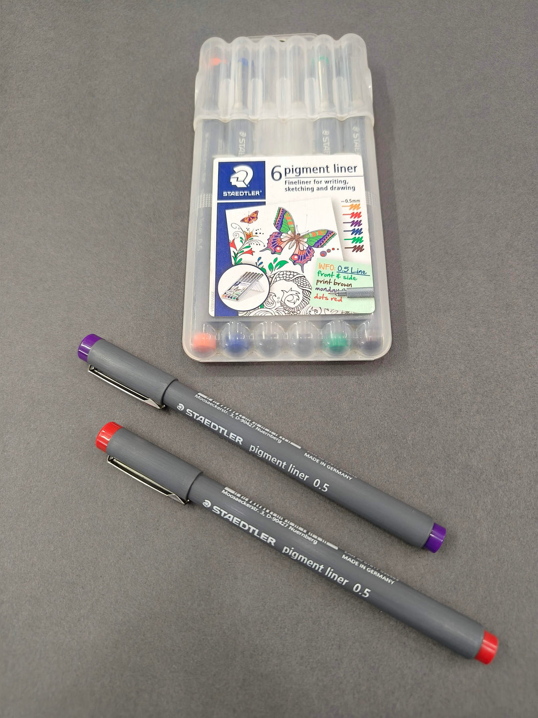 Staedtler Coloured 0.5 mm Pigment Liner Pens Set - Pack of 6