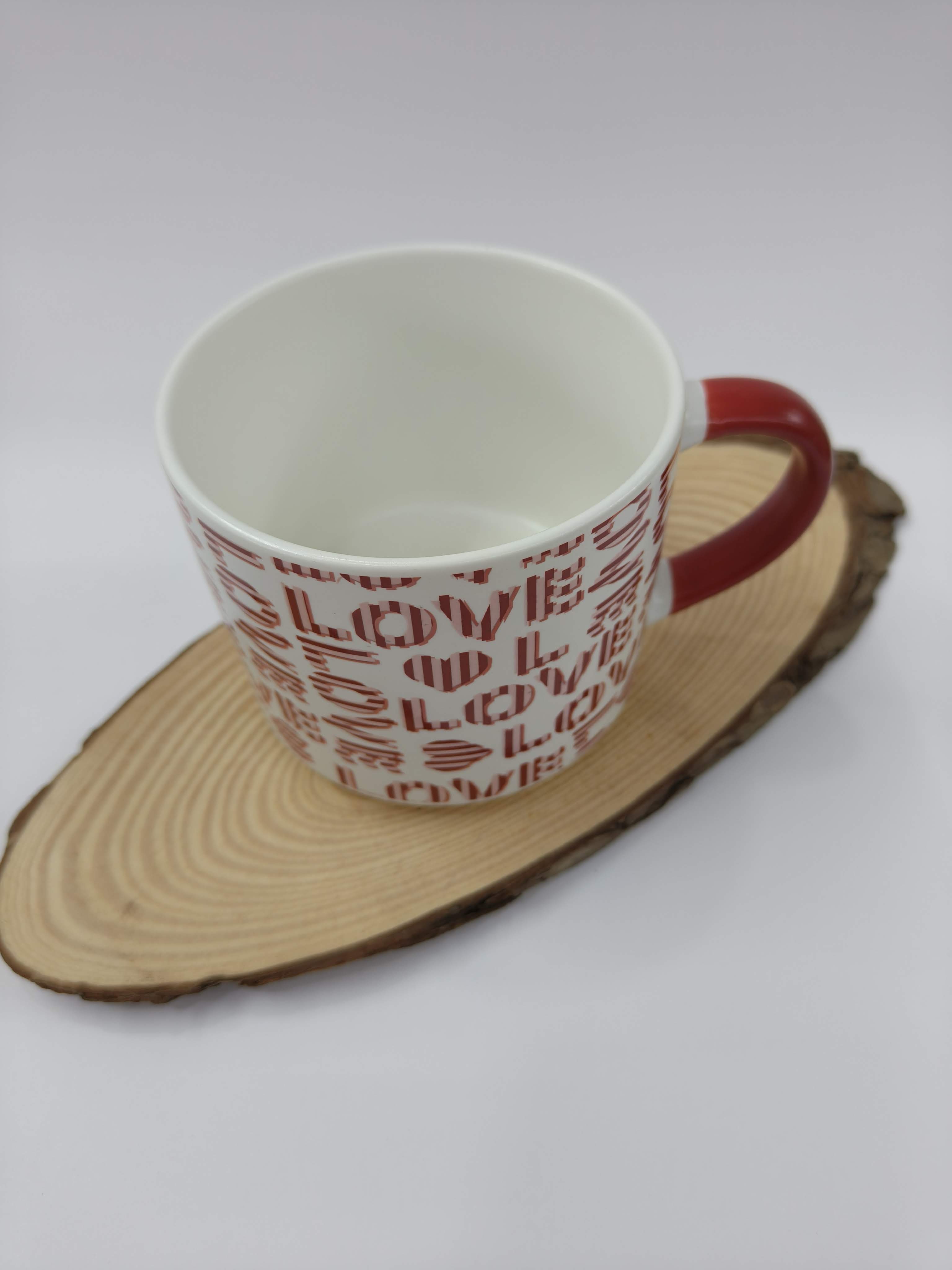 Romantic Red Pink Big Size Mug | Valentine's Day Gift Idea | Special Ceramic Mug for Your Beverages | 450 ml