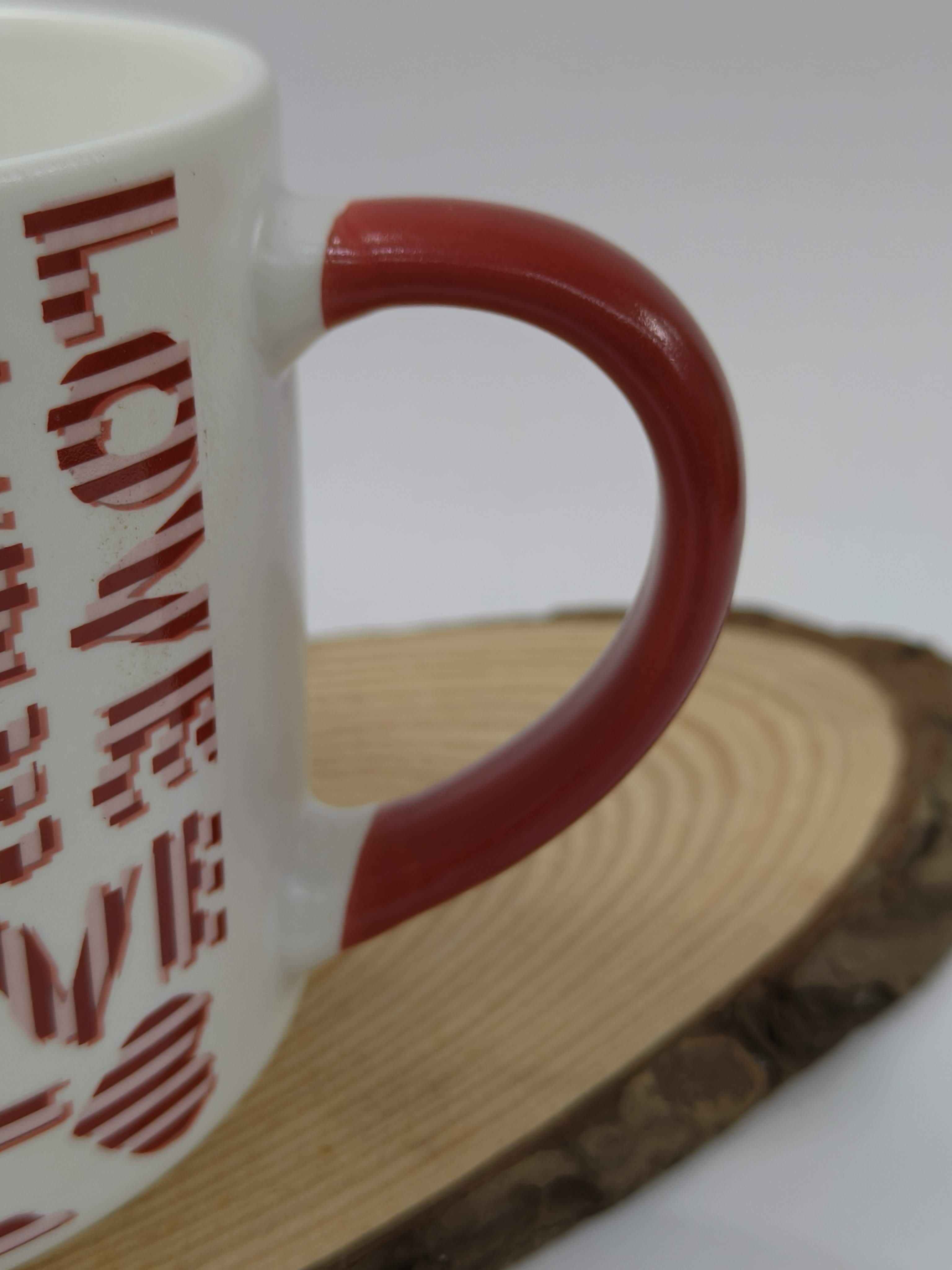 Romantic Red Pink Big Size Mug | Valentine's Day Gift Idea | Special Ceramic Mug for Your Beverages | 450 ml