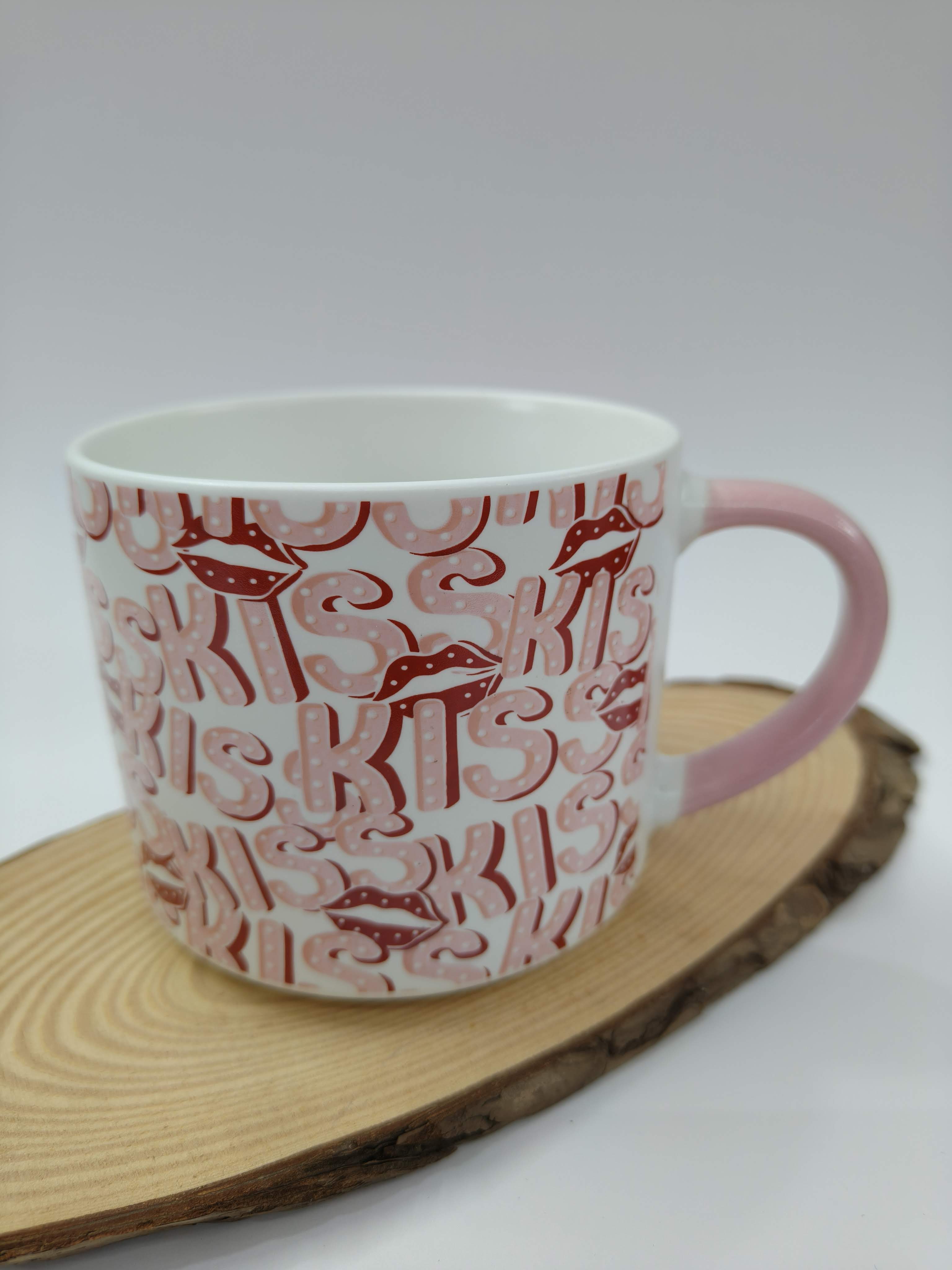 Romantic Red Pink Big Size Mug | Valentine's Day Gift Idea | Special Ceramic Mug for Your Beverages | 450 ml