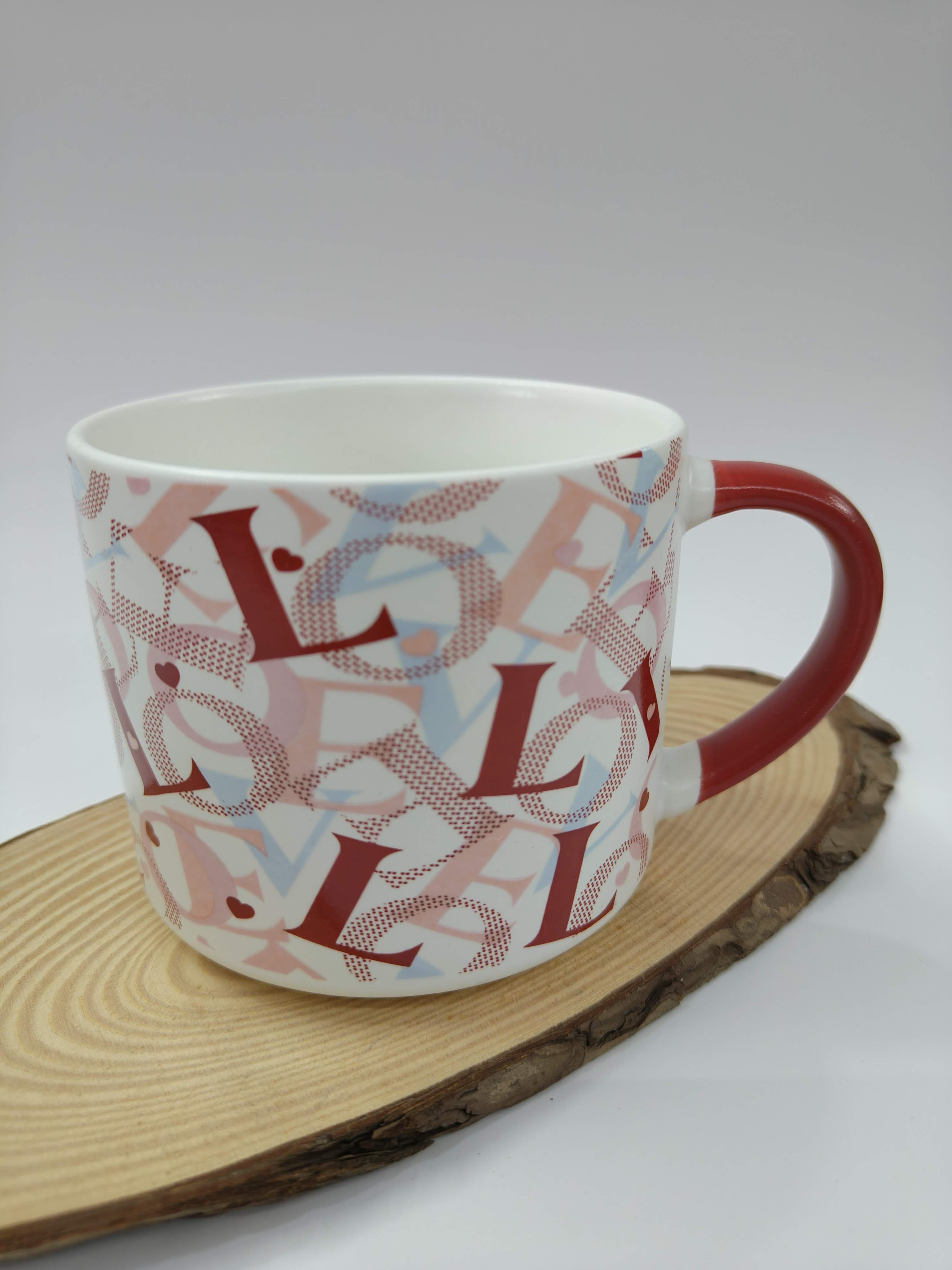 Romantic Red Pink Big Size Mug | Valentine's Day Gift Idea | Special Ceramic Mug for Your Beverages | 450 ml
