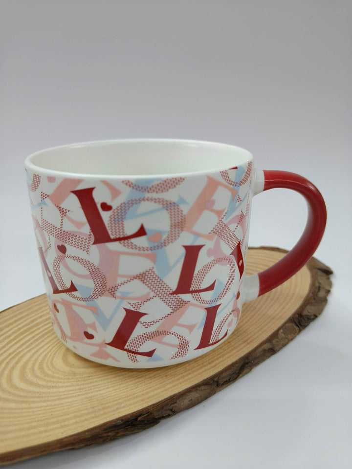 Romantic Red Pink Big Size Mug | Valentine's Day Gift Idea | Special Ceramic Mug for Your Beverages | 450 ml