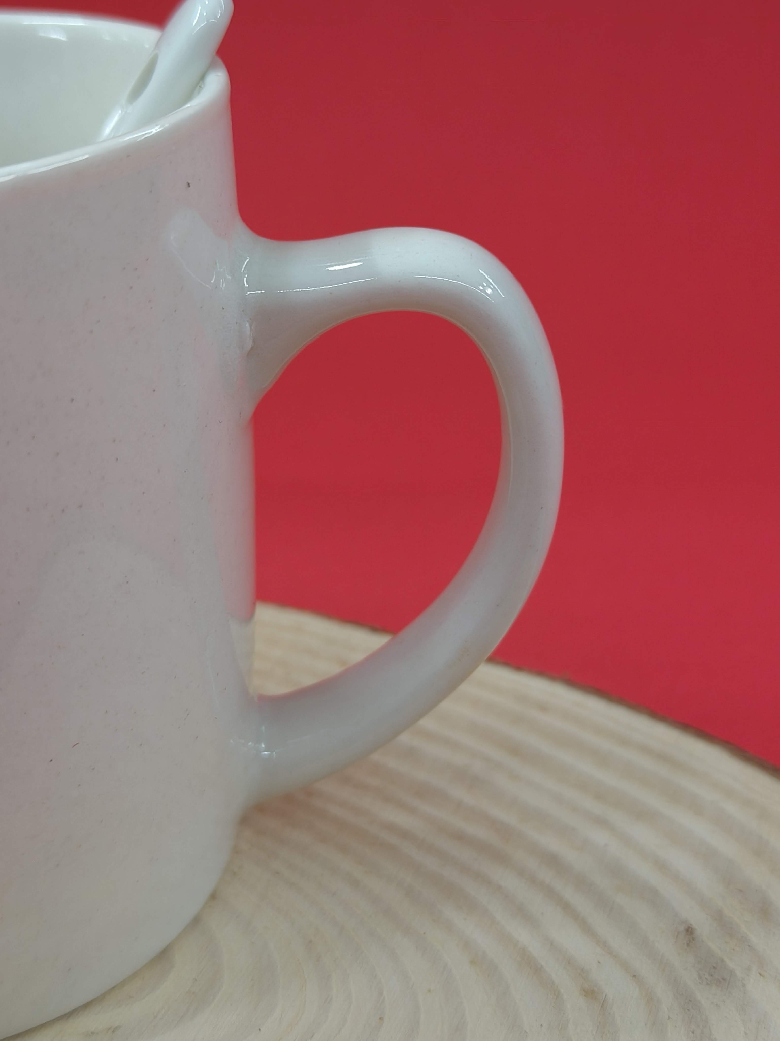 Romantic Finger Heart and Infinity Tea Coffee Mug For Your Valentine | Ceramic Mug with Ceramic Spoon