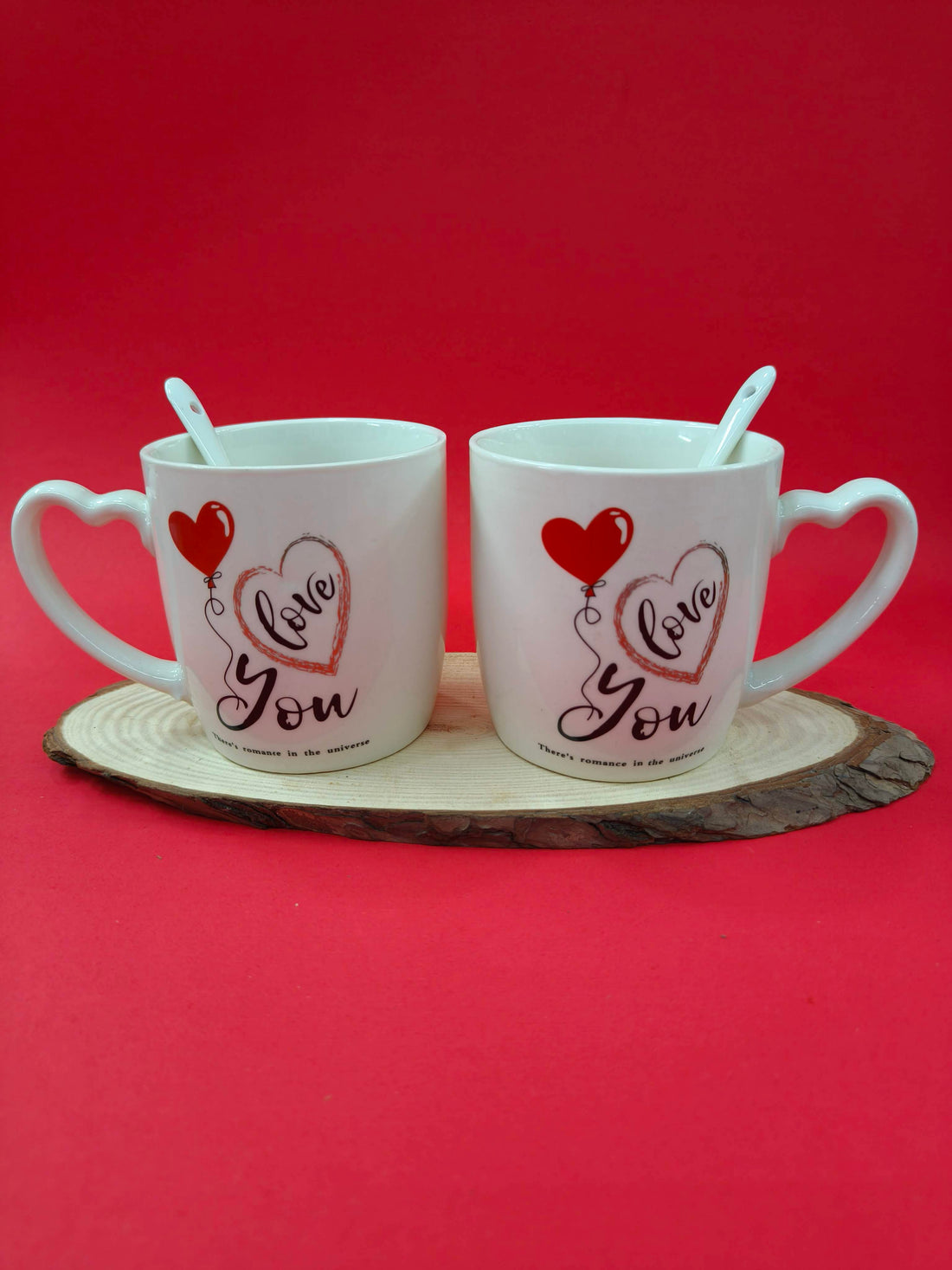 Valentine Ceramic Heart Handle Coffee Couple Mug | Set of 2 | Perfect Gift for Valentine Day, Girlfriend, Boyfriend, Husband, Wife, Friend