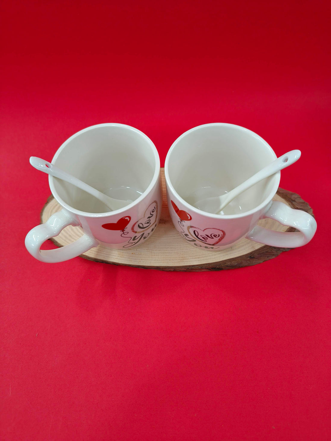 Valentine Ceramic Heart Handle Coffee Couple Mug | Set of 2 | Perfect Gift for Valentine Day, Girlfriend, Boyfriend, Husband, Wife, Friend