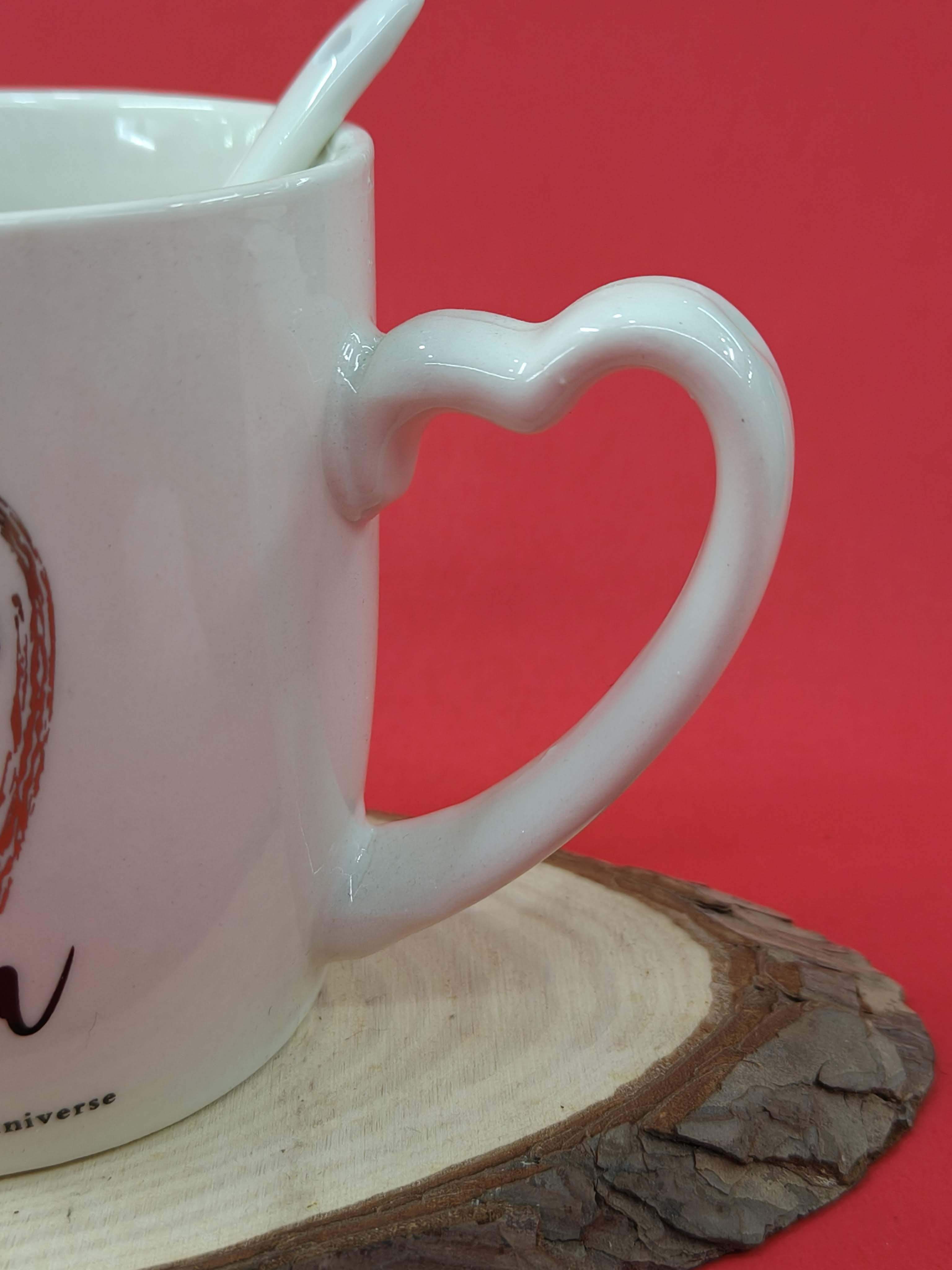 Valentine Ceramic Heart Handle Coffee Couple Mug | Set of 2 | Perfect Gift for Valentine Day, Girlfriend, Boyfriend, Husband, Wife, Friend