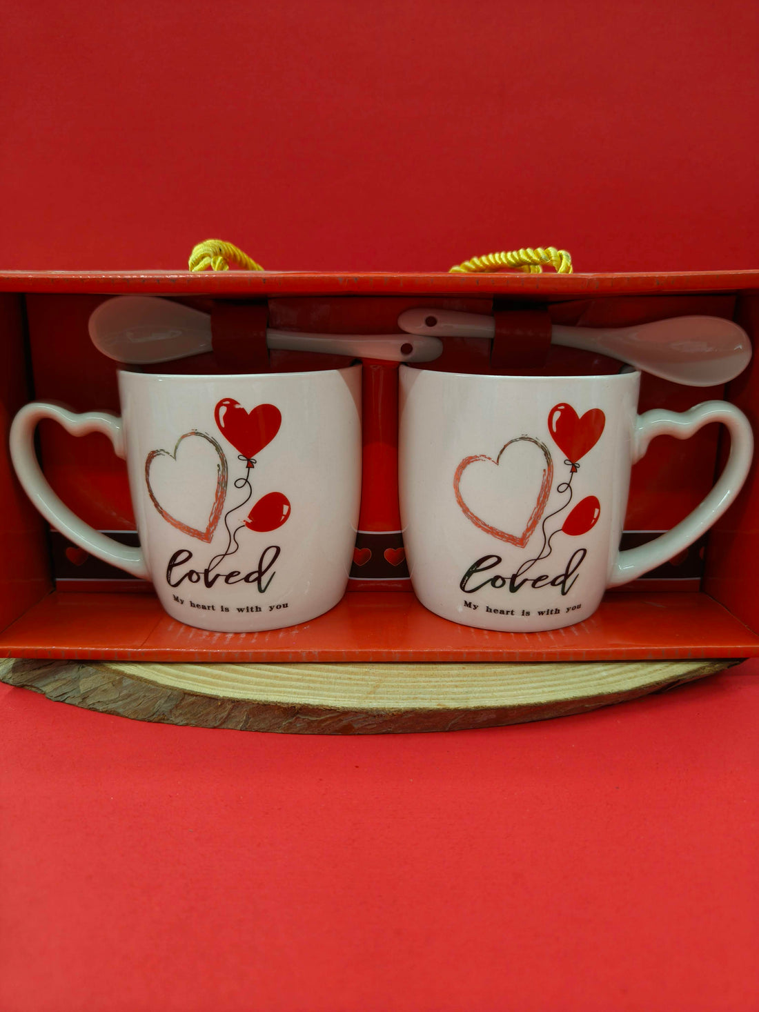 Valentine Ceramic Heart Handle Coffee Couple Mug | Set of 2 | Perfect Gift for Valentine Day, Girlfriend, Boyfriend, Husband, Wife, Friend