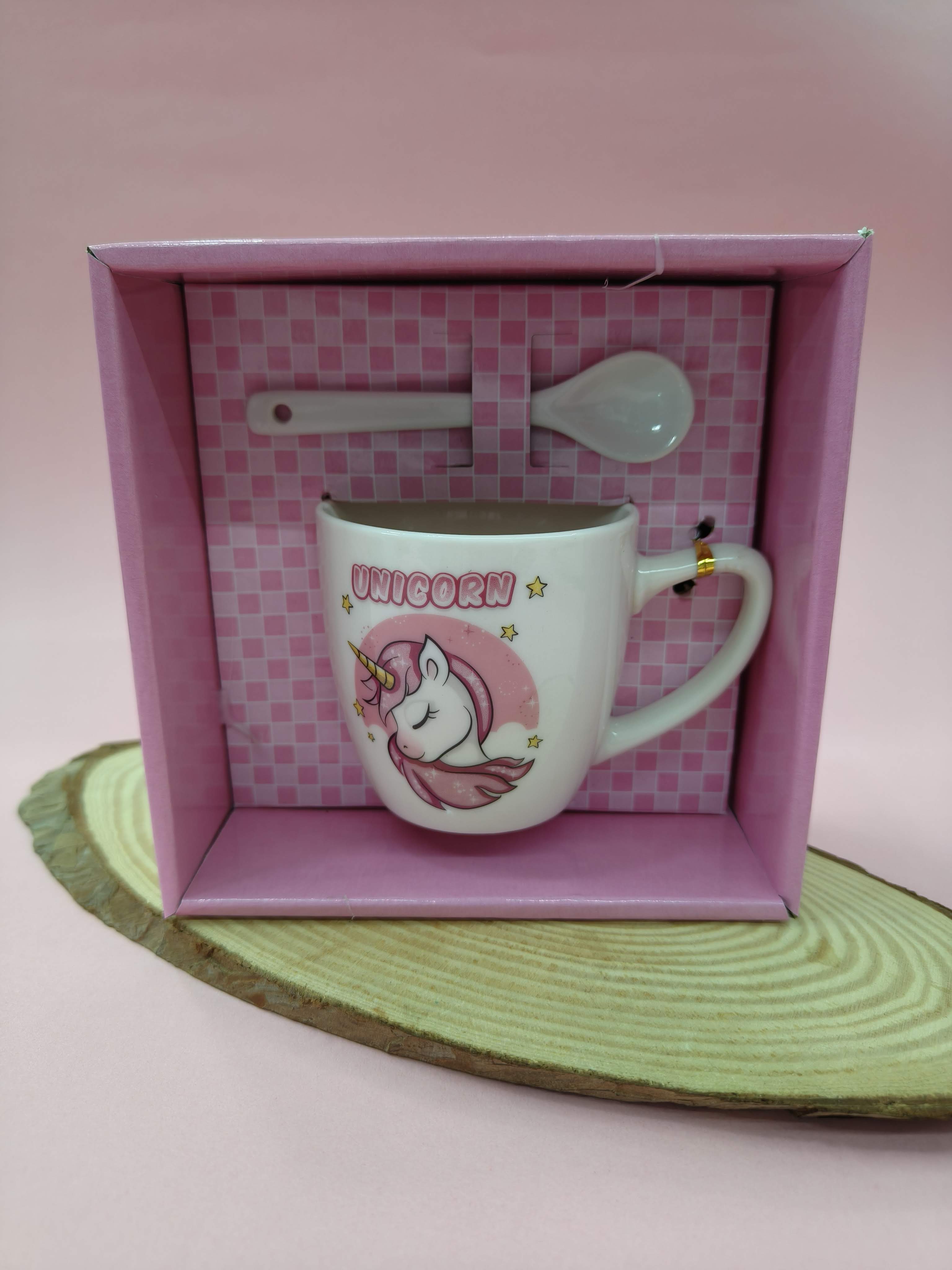 Ceramic Mug with Ceramic Spoon | Set for Girls | Cute Gift Choice for Girls |