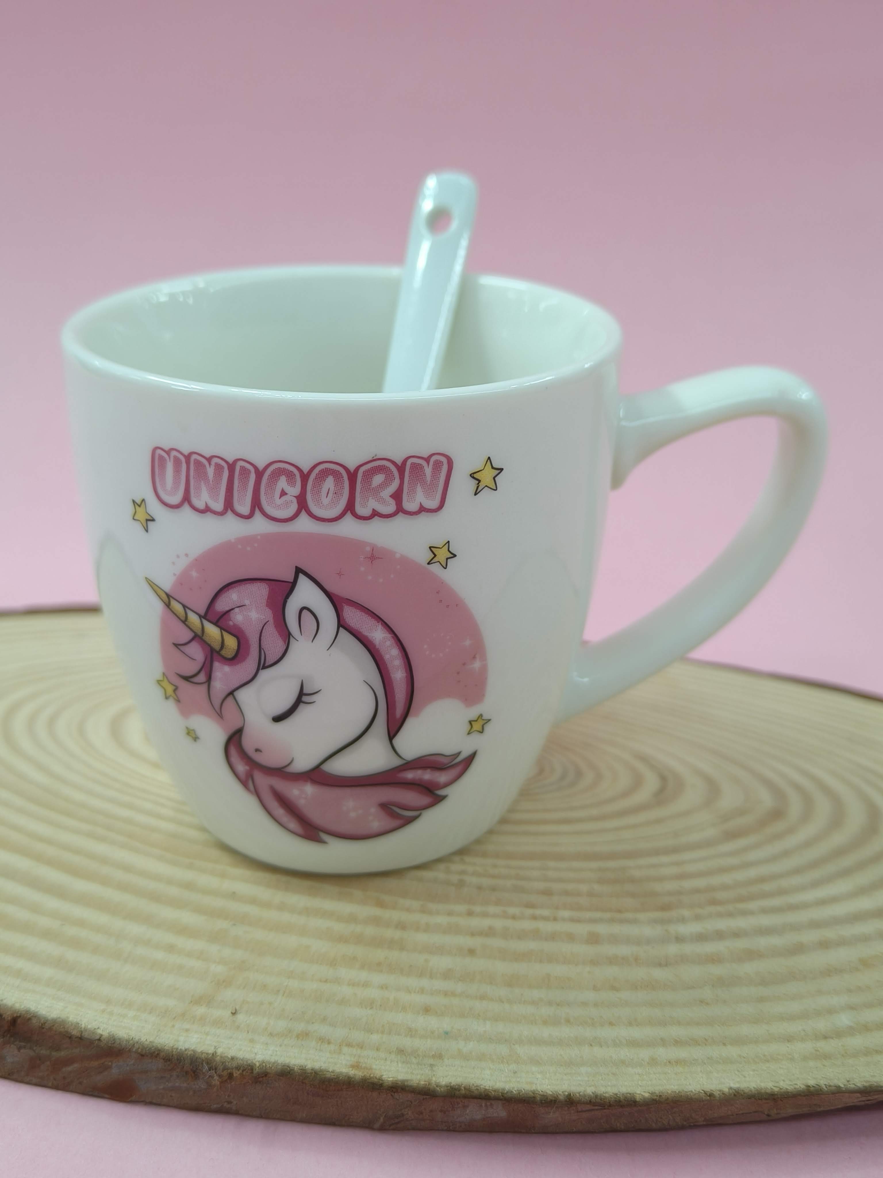 Ceramic Mug with Ceramic Spoon | Set for Girls | Cute Gift Choice for Girls |