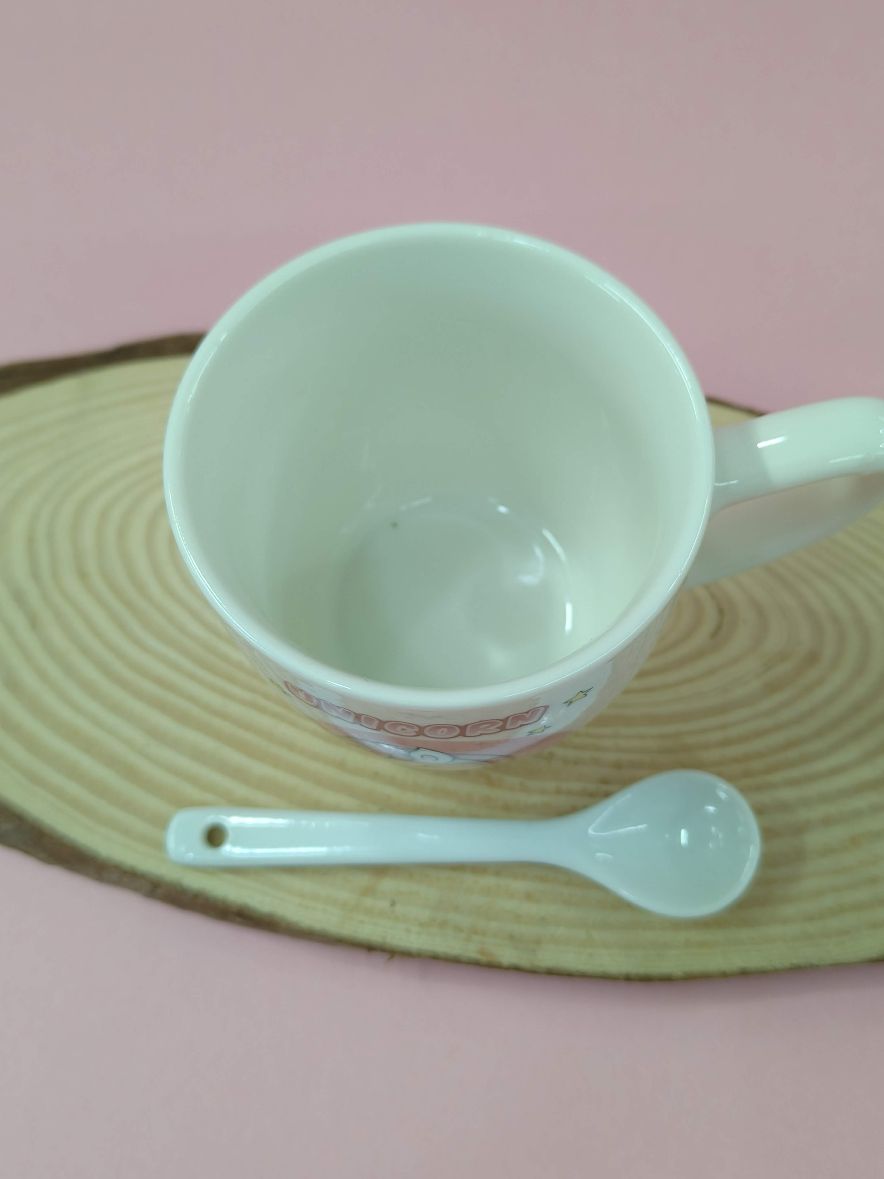 Ceramic Mug with Ceramic Spoon | Set for Girls | Cute Gift Choice for Girls |