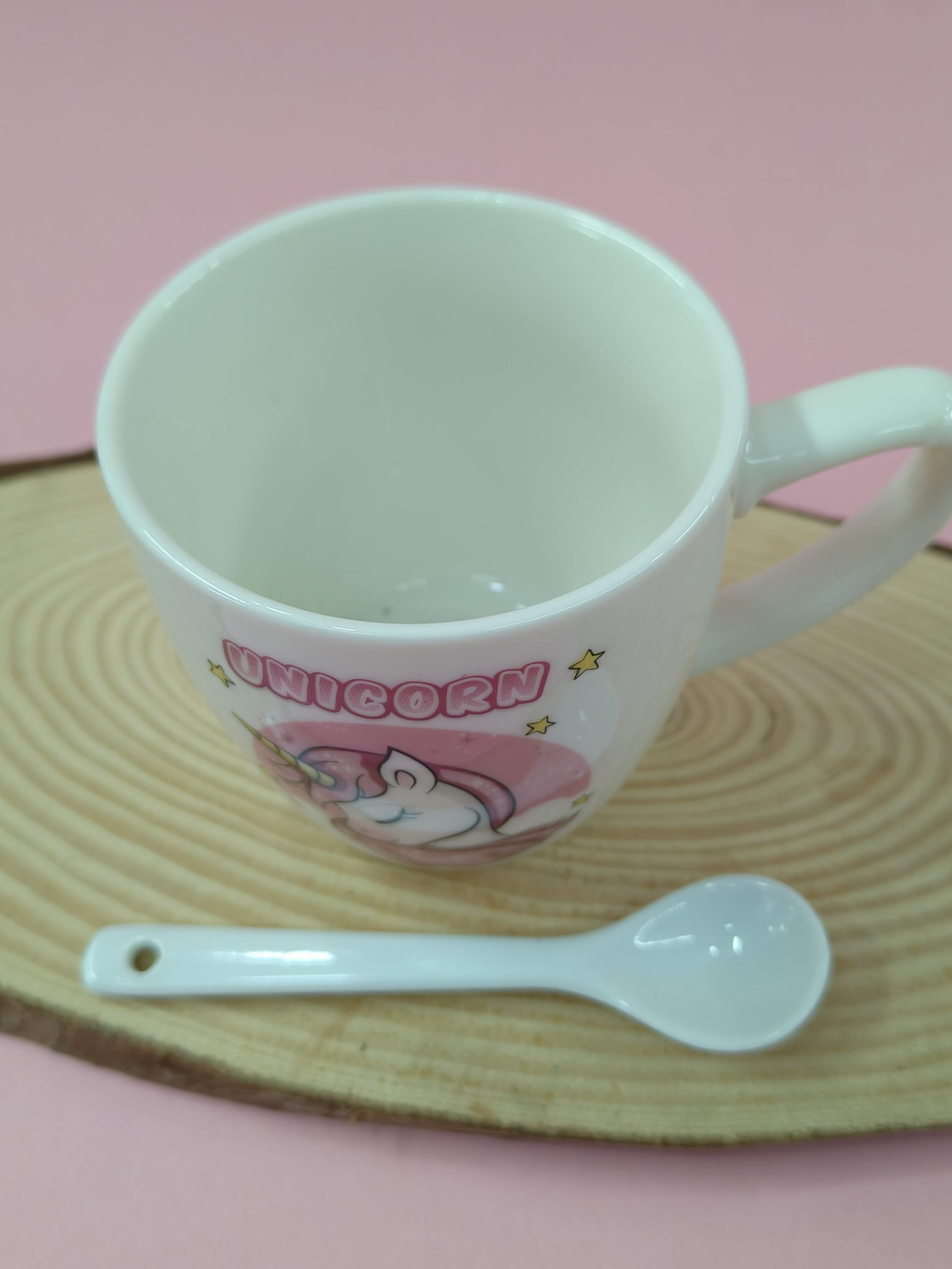 Ceramic Mug with Ceramic Spoon | Set for Girls | Cute Gift Choice for Girls |