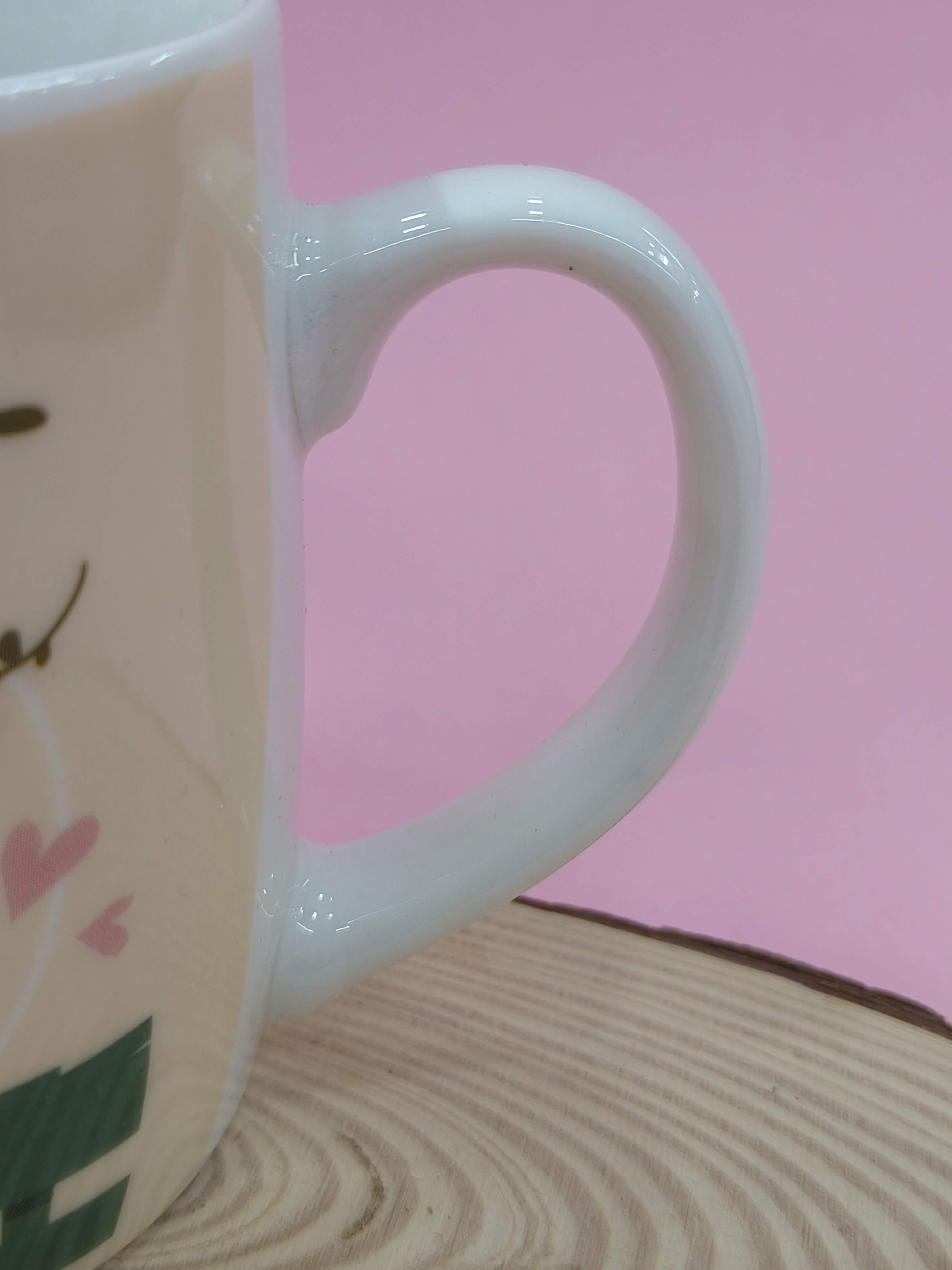 Ceramic Love Theme Coffee Mug with Ceramic Spoon and Lid | White Romantic Couple Design | Valentine's Day Gift, Anniversary, Engagement