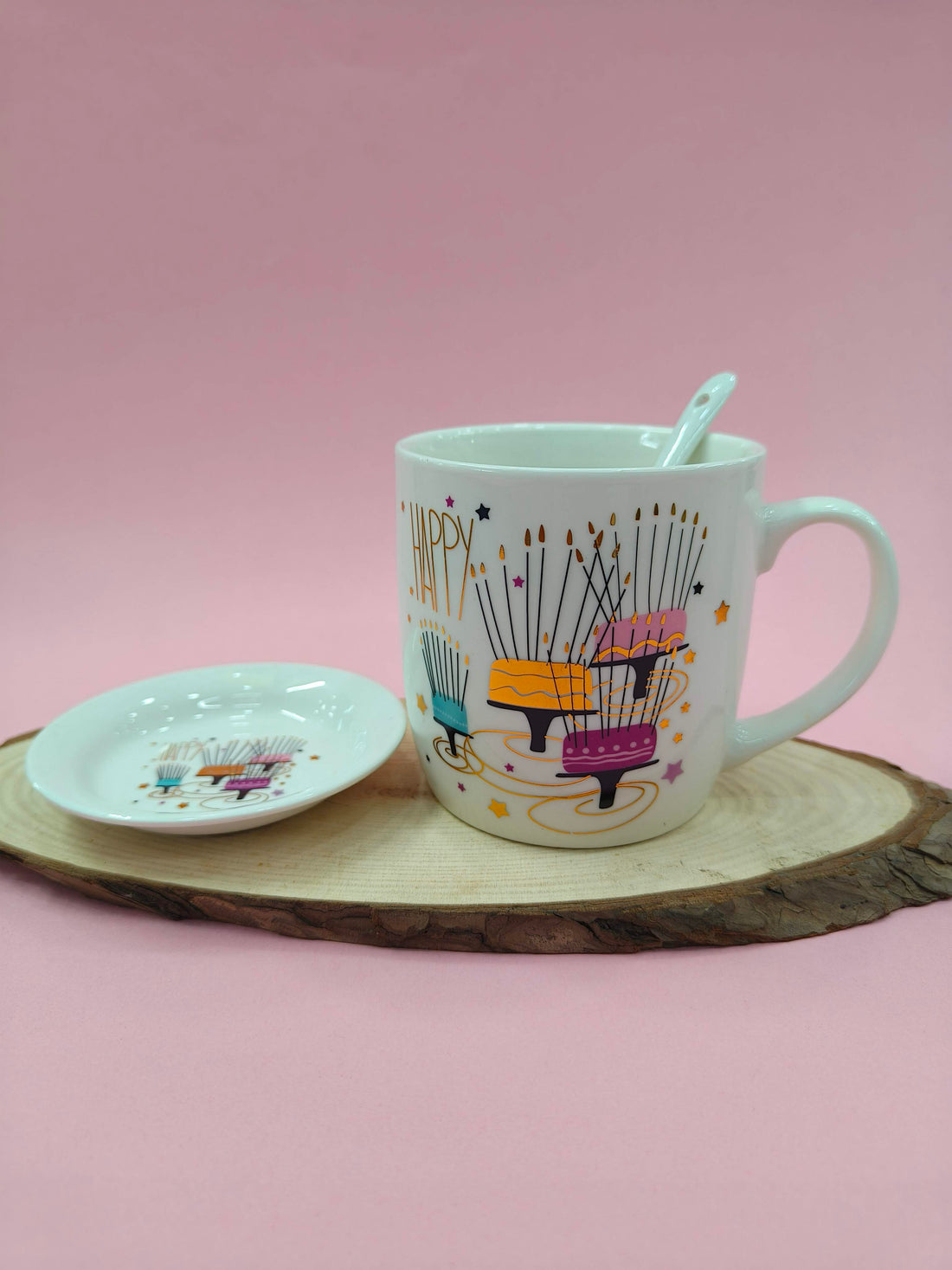 Happy Birthday Mug with Spoon and Lid | Cute Gift for Birthday