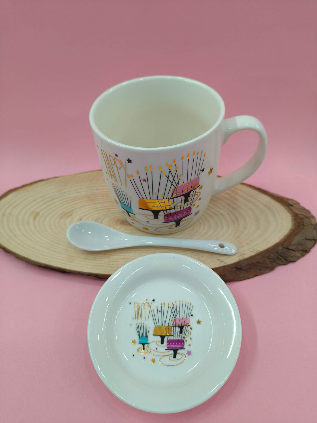 Happy Birthday Mug with Spoon and Lid | Cute Gift for Birthday