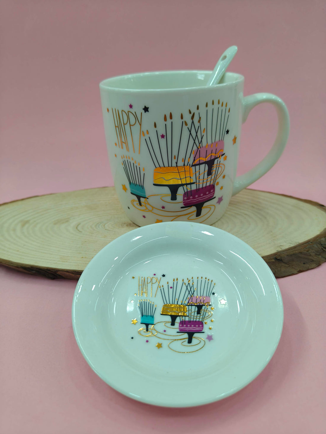 Happy Birthday Mug with Spoon and Lid | Cute Gift for Birthday