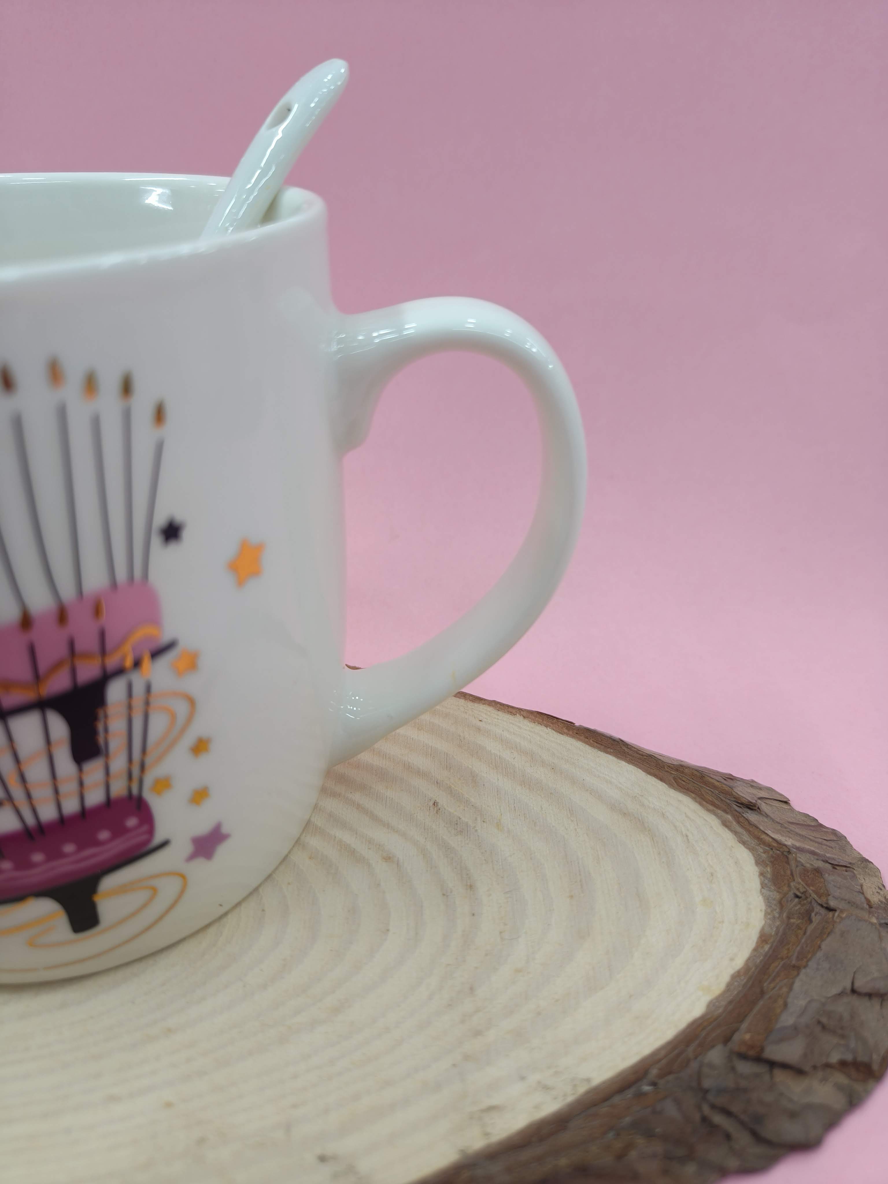 Happy Birthday Mug with Spoon and Lid | Cute Gift for Birthday