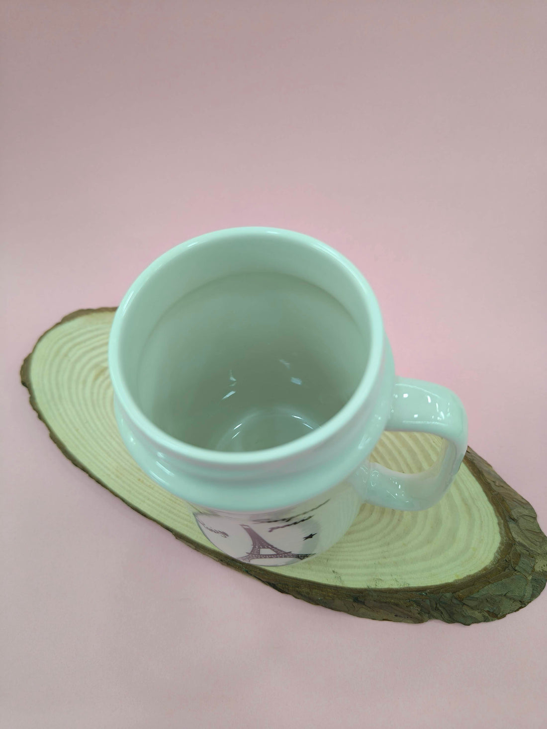 Coffee Mug with Black Mirror Lid | 400 ml White Tea & Coffee Mug | Premium Gift for Birthday, Anniversary, Office, Home Use (White Eiffel Tower)