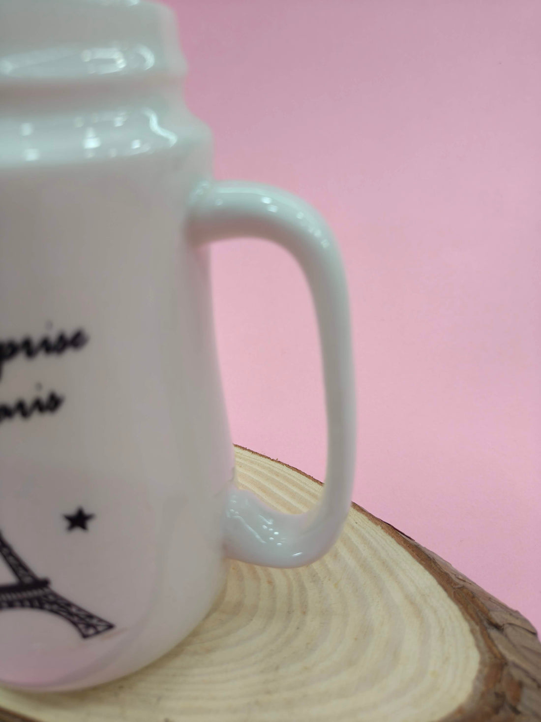 Coffee Mug with Black Mirror Lid | 400 ml White Tea & Coffee Mug | Premium Gift for Birthday, Anniversary, Office, Home Use (White Eiffel Tower)