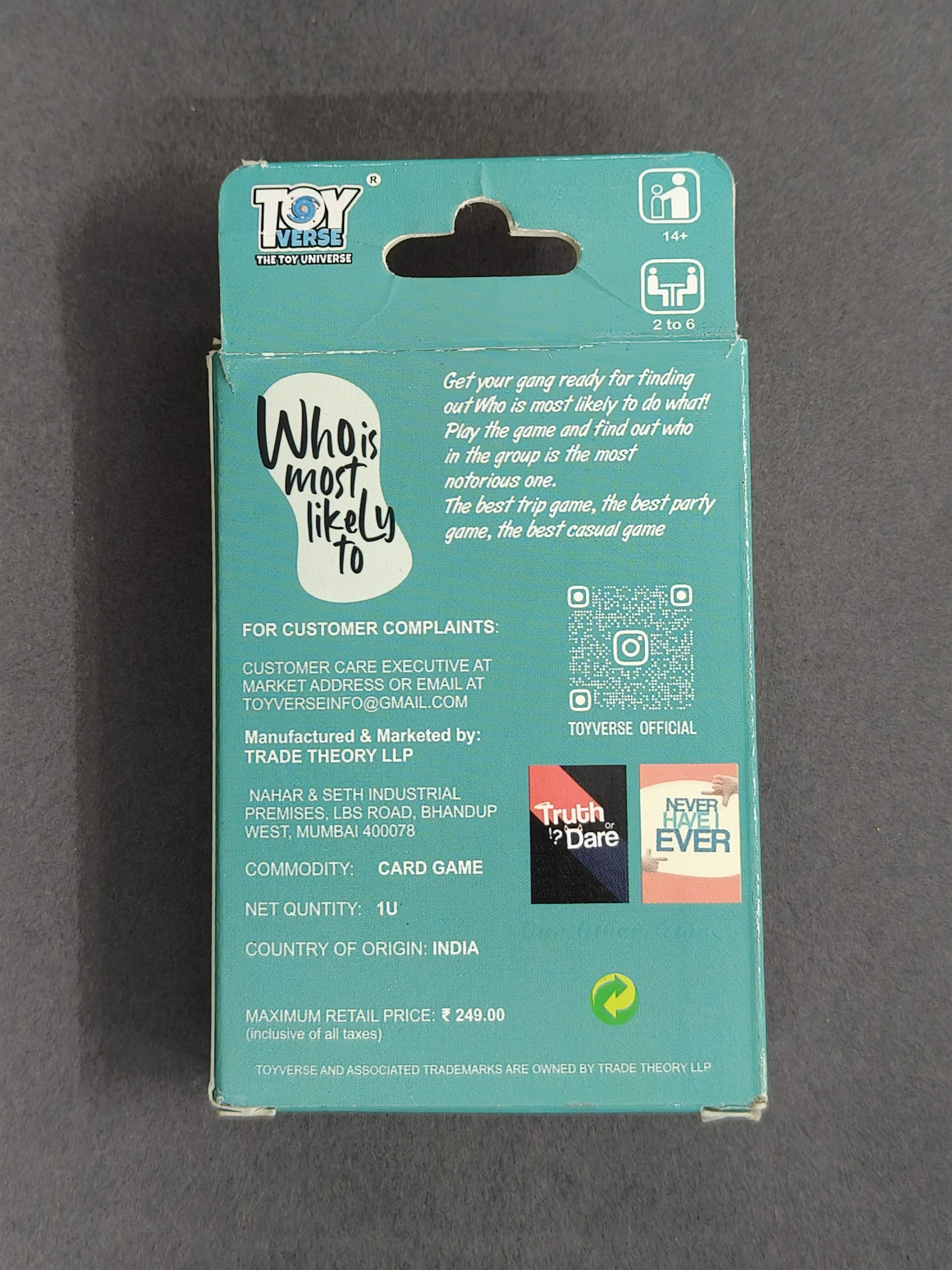 Who's Most Likely to Party Game – Hilarious Card Game for Friends and Family – Perfect for Game Nights and Gatherings – Ages 15+