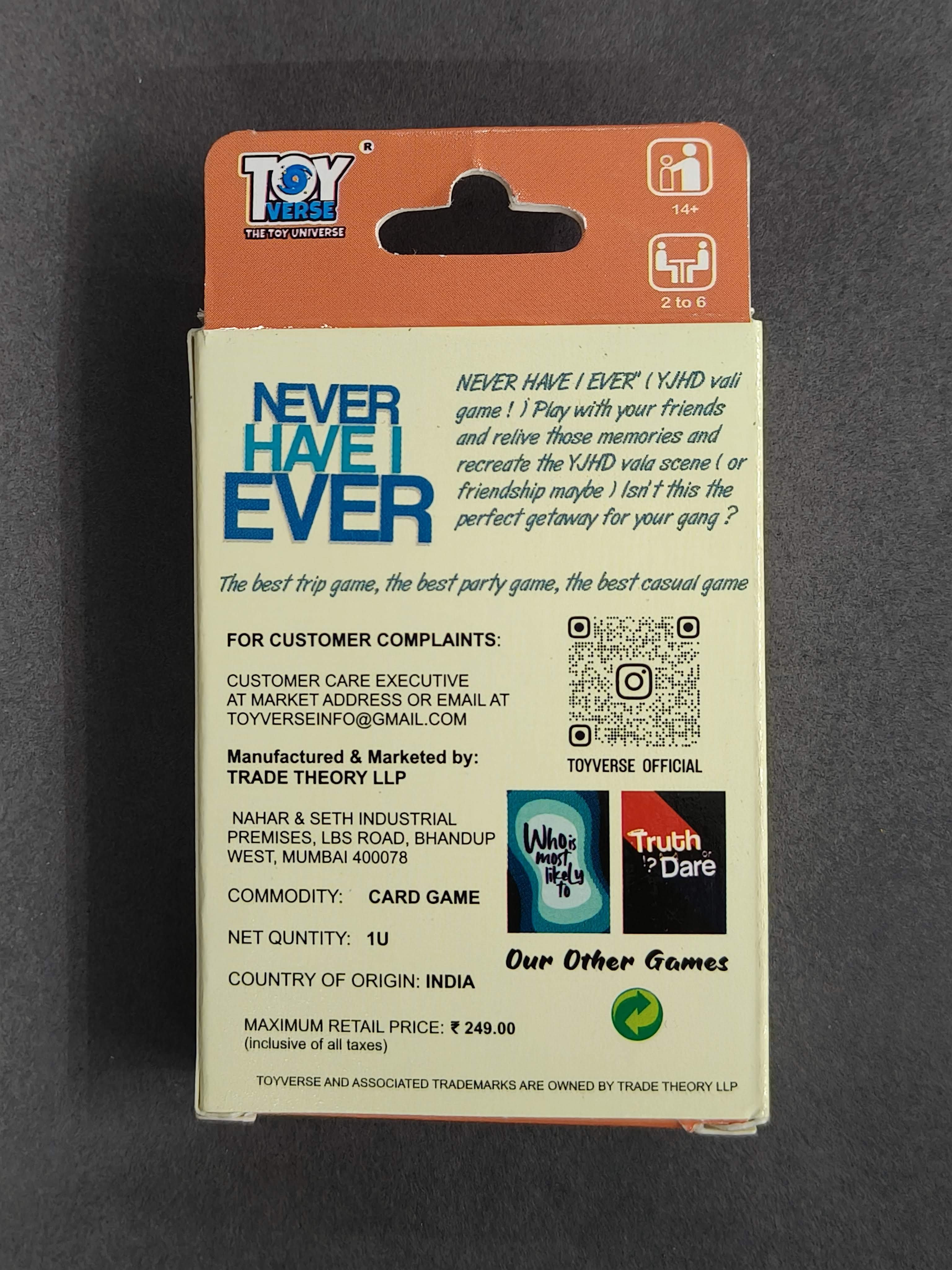 Never Have I Ever : The Ultimate Party Card Game for Adults – Fun, Revealing, and Hilarious – Perfect for Game Nights and Gatherings