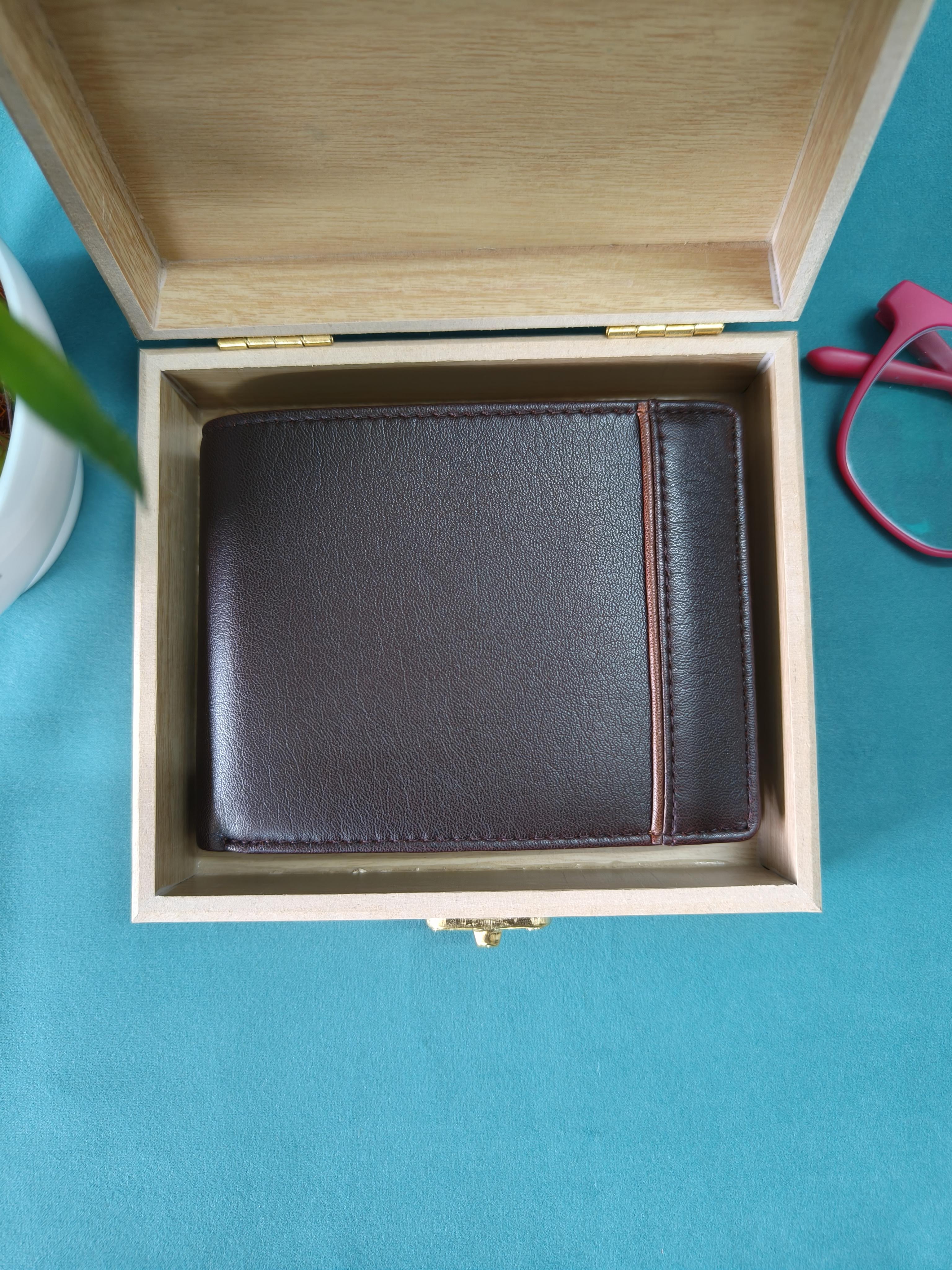 PU Leather Purse for Men | Wallets for Men | Gift for Men | Wallet with Wooden Case | Premium Leather Wallet with Wooden Case | Gift for Brother, Father, Husband, Friend, Colleague | Gift for Him